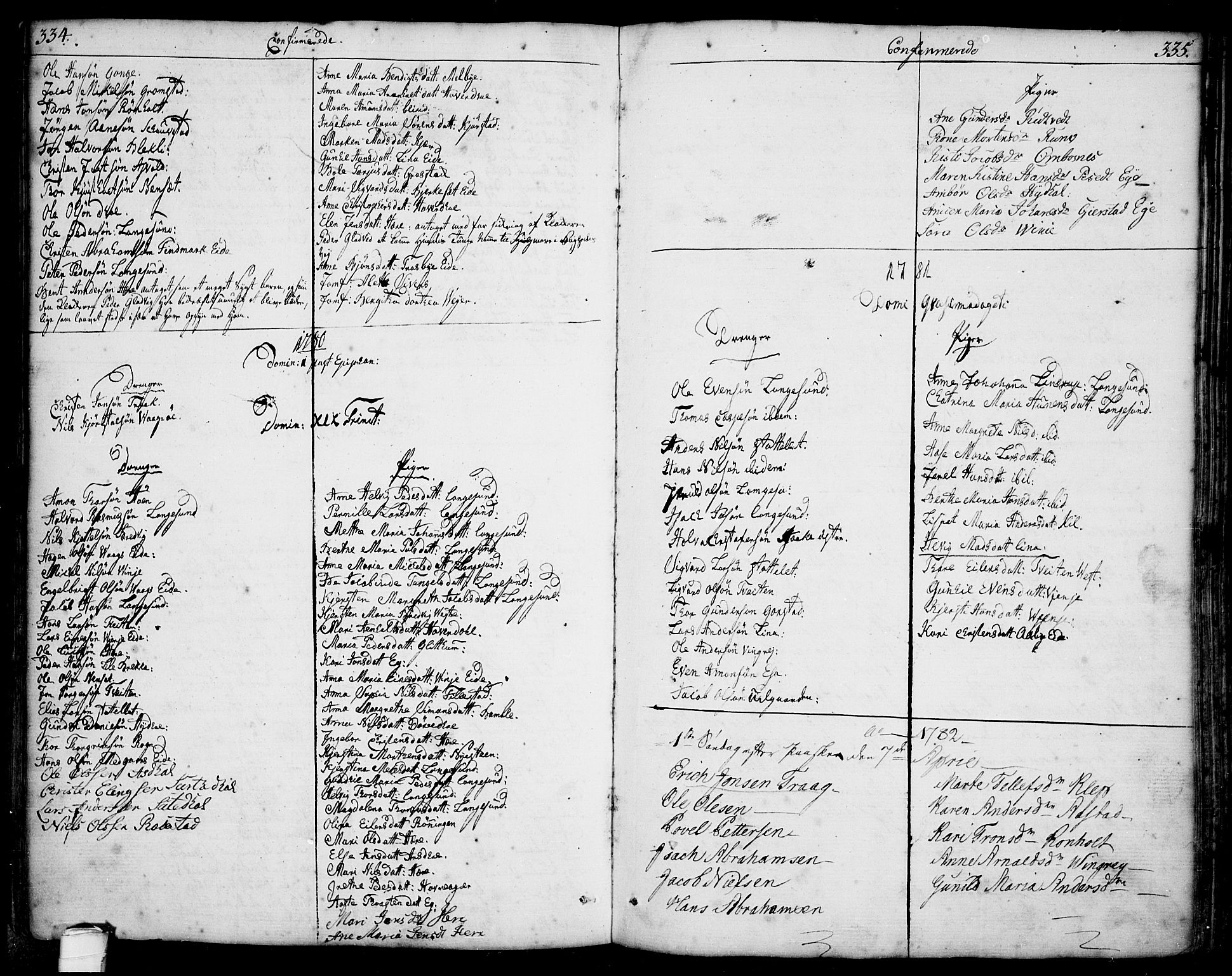 Bamble kirkebøker, SAKO/A-253/F/Fa/L0002: Parish register (official) no. I 2, 1775-1814, p. 334-335