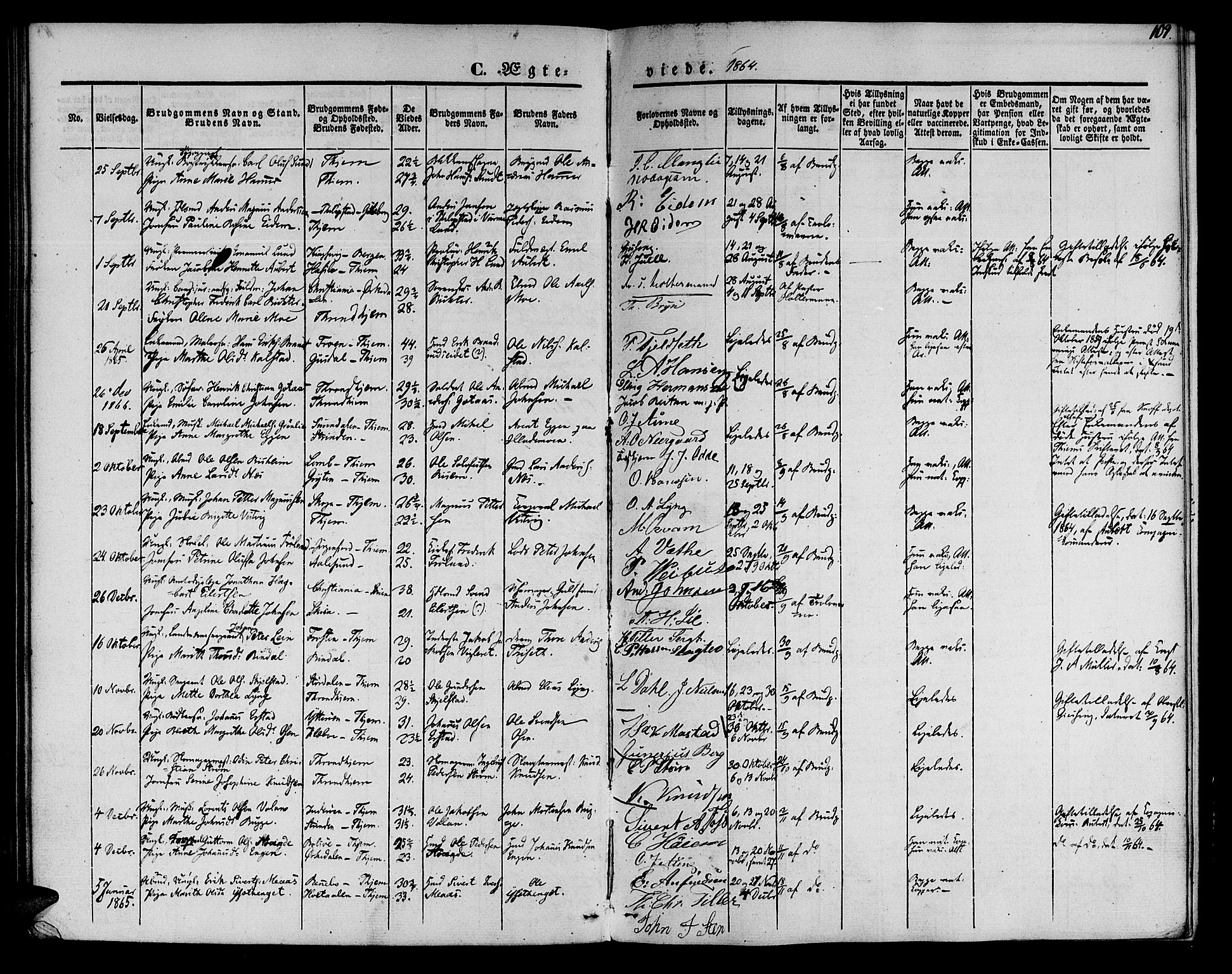 Ministerialprotokoller, klokkerbøker og fødselsregistre - Sør-Trøndelag, AV/SAT-A-1456/602/L0111: Parish register (official) no. 602A09, 1844-1867, p. 109