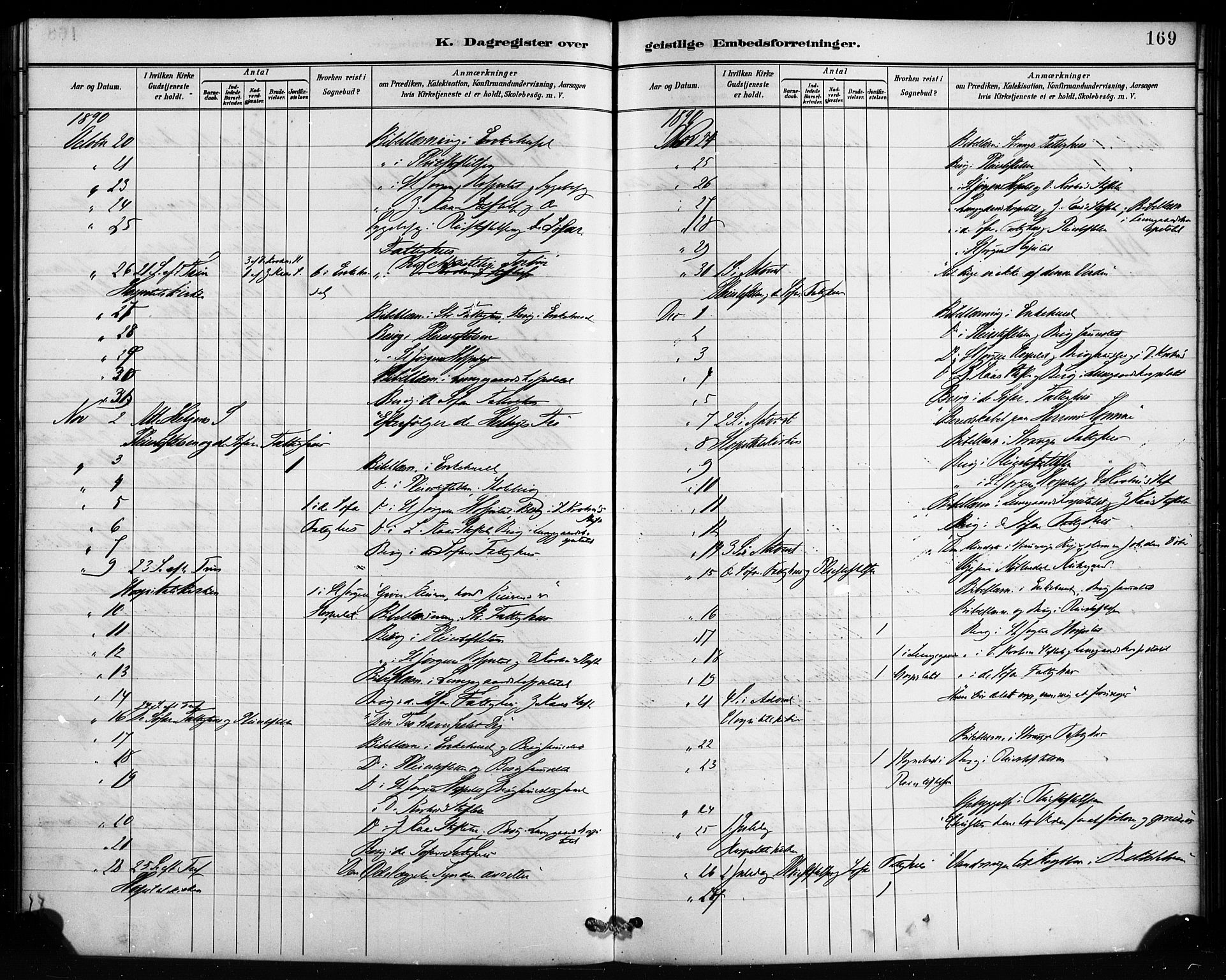 St. Jørgens hospital og Årstad sokneprestembete, AV/SAB-A-99934: Parish register (official) no. A 13, 1886-1906, p. 169