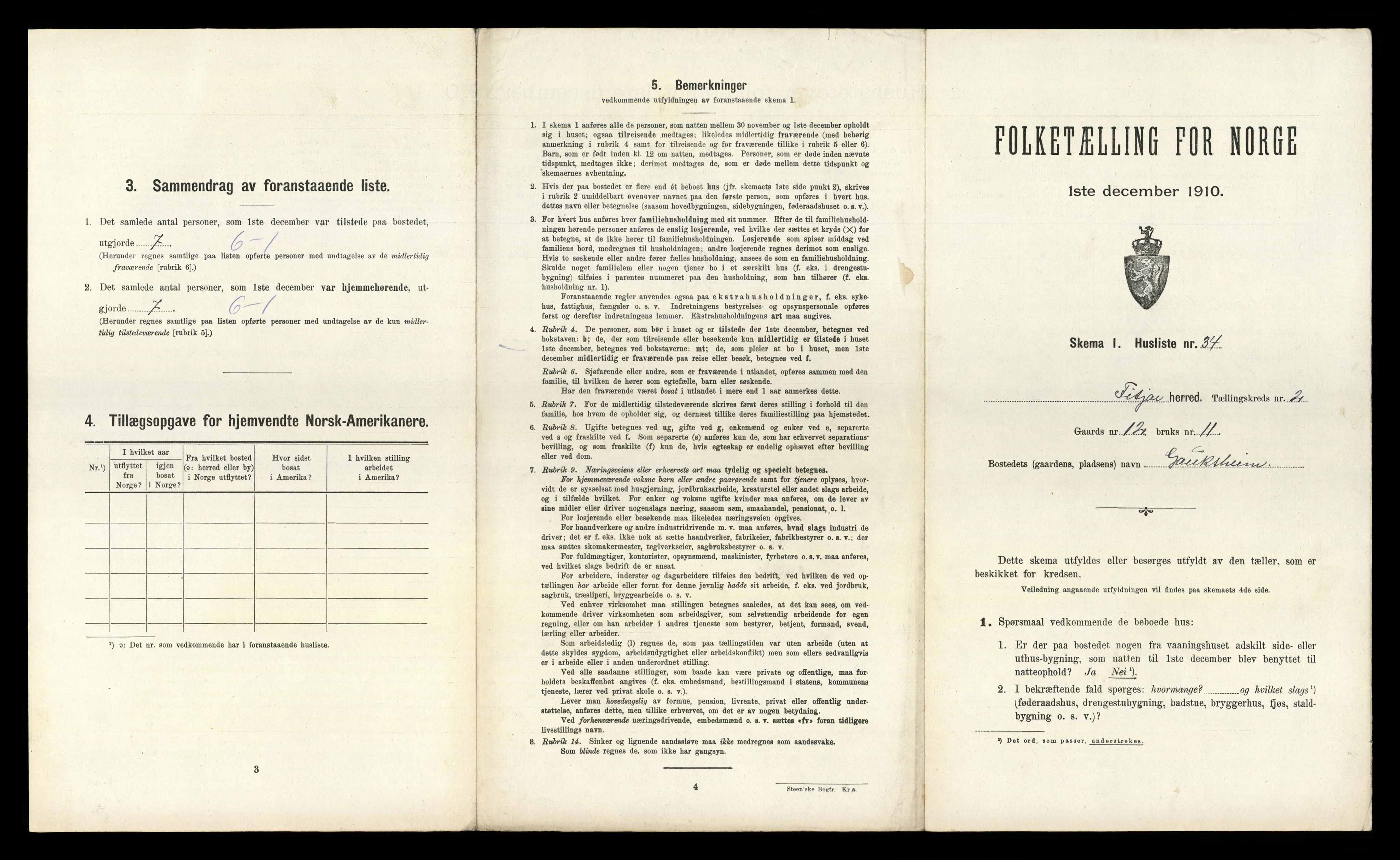 RA, 1910 census for Fitjar, 1910, p. 225
