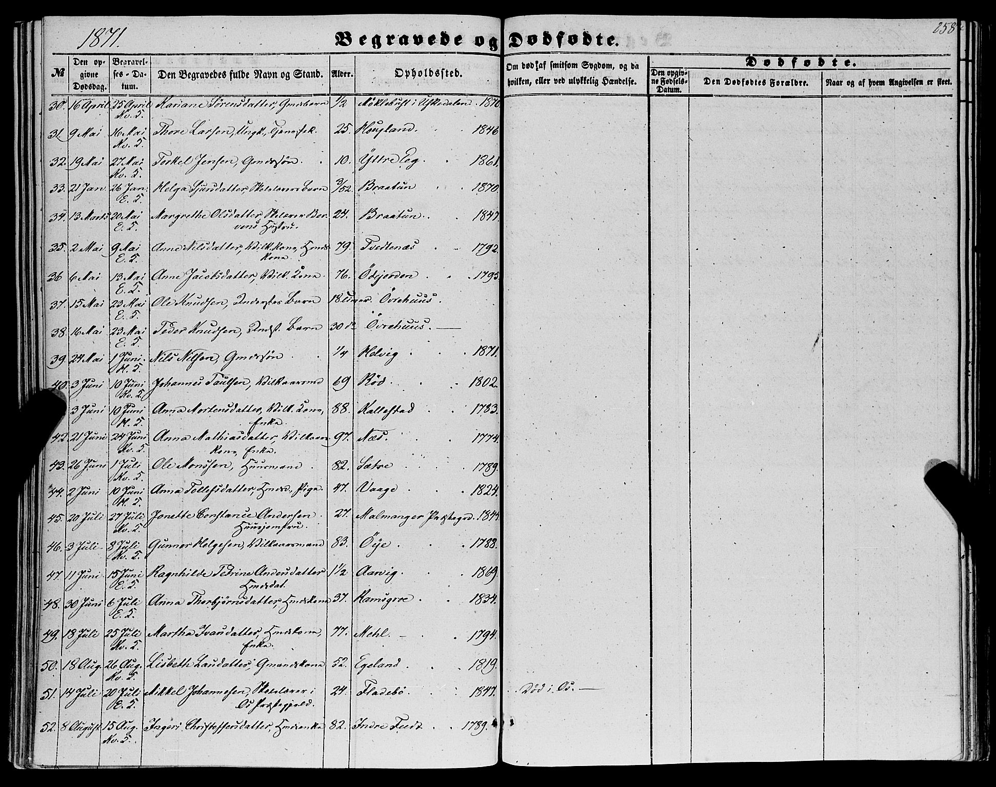 Kvinnherad sokneprestembete, SAB/A-76401/H/Haa: Parish register (official) no. A 8, 1854-1872, p. 258