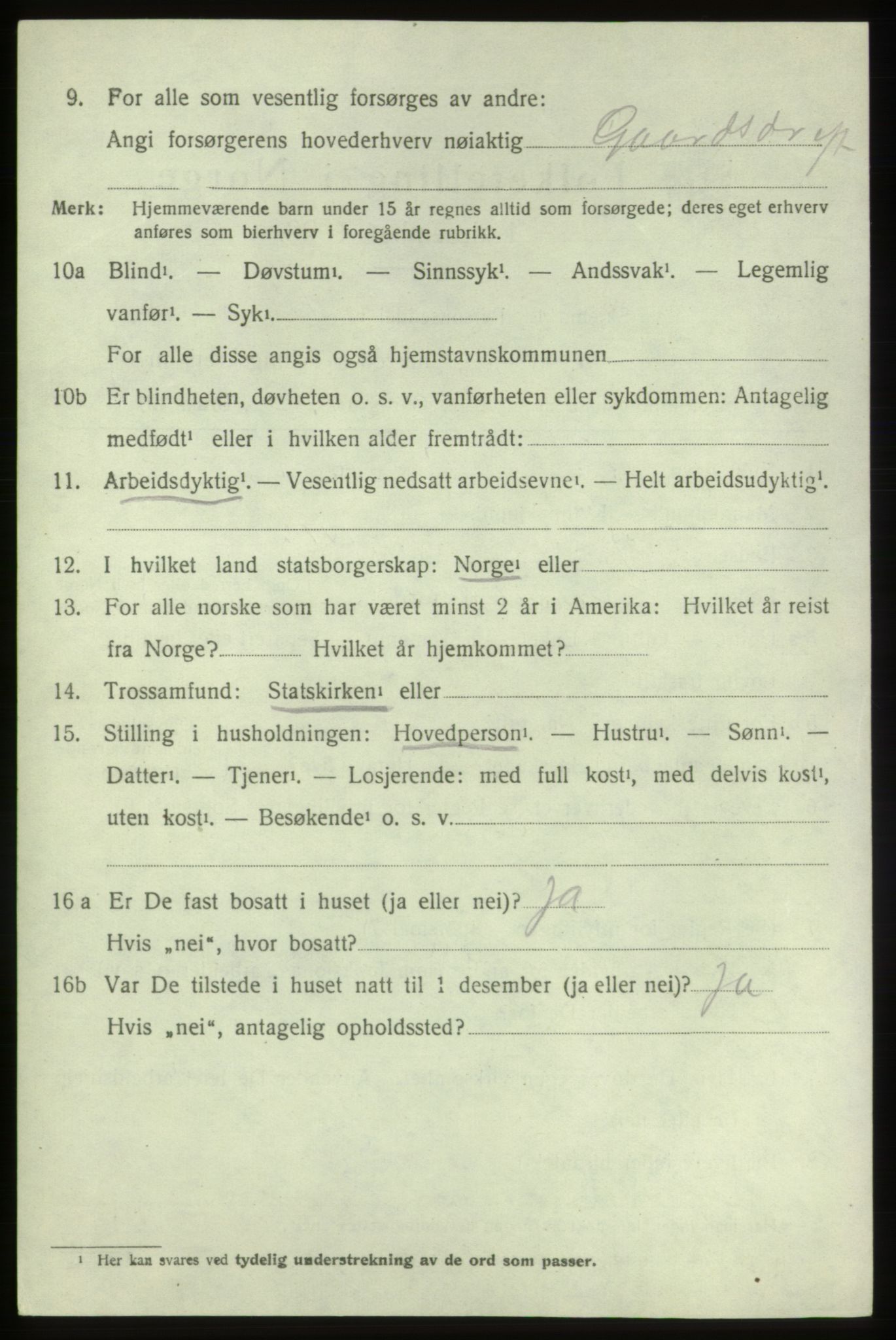 SAB, 1920 census for Sveio, 1920, p. 2961