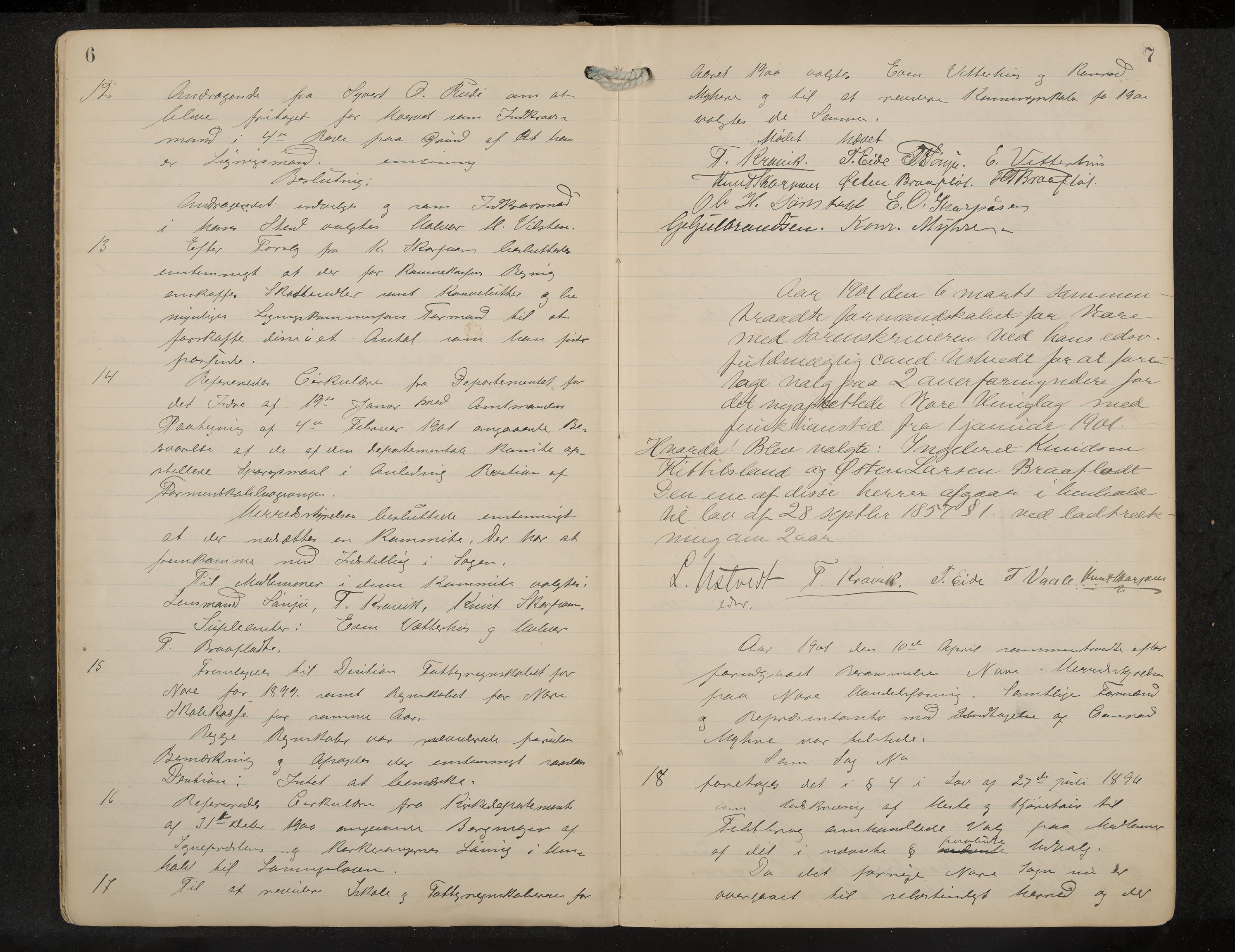 Nore formannskap og sentraladministrasjon, IKAK/0633021-2/A/Aa/L0001: Møtebok, 1901-1911, p. 6-7