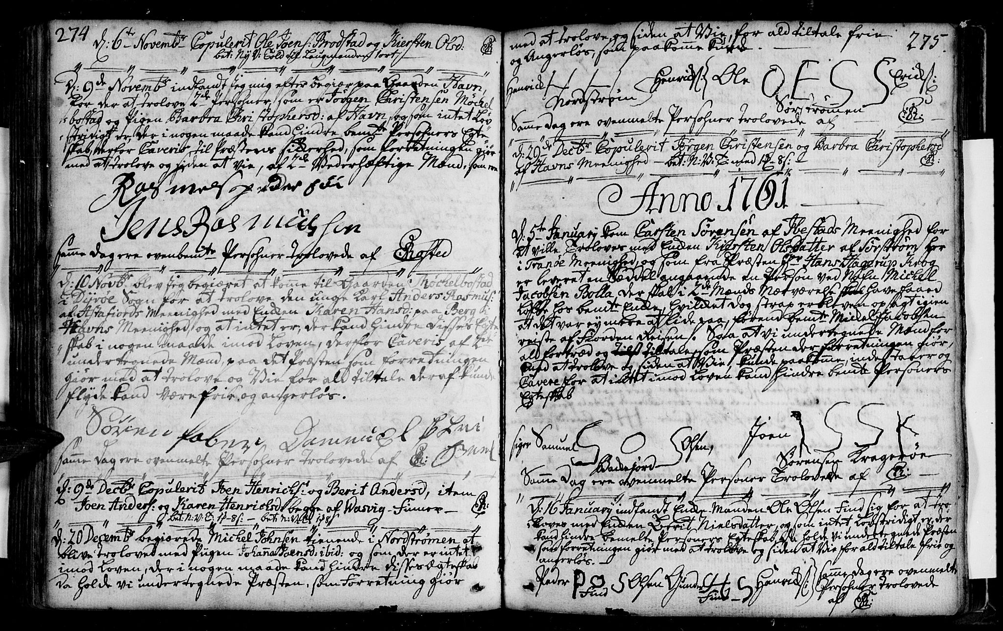 Tranøy sokneprestkontor, SATØ/S-1313/I/Ia/Iaa/L0001kirke: Parish register (official) no. 1, 1757-1773, p. 274-275