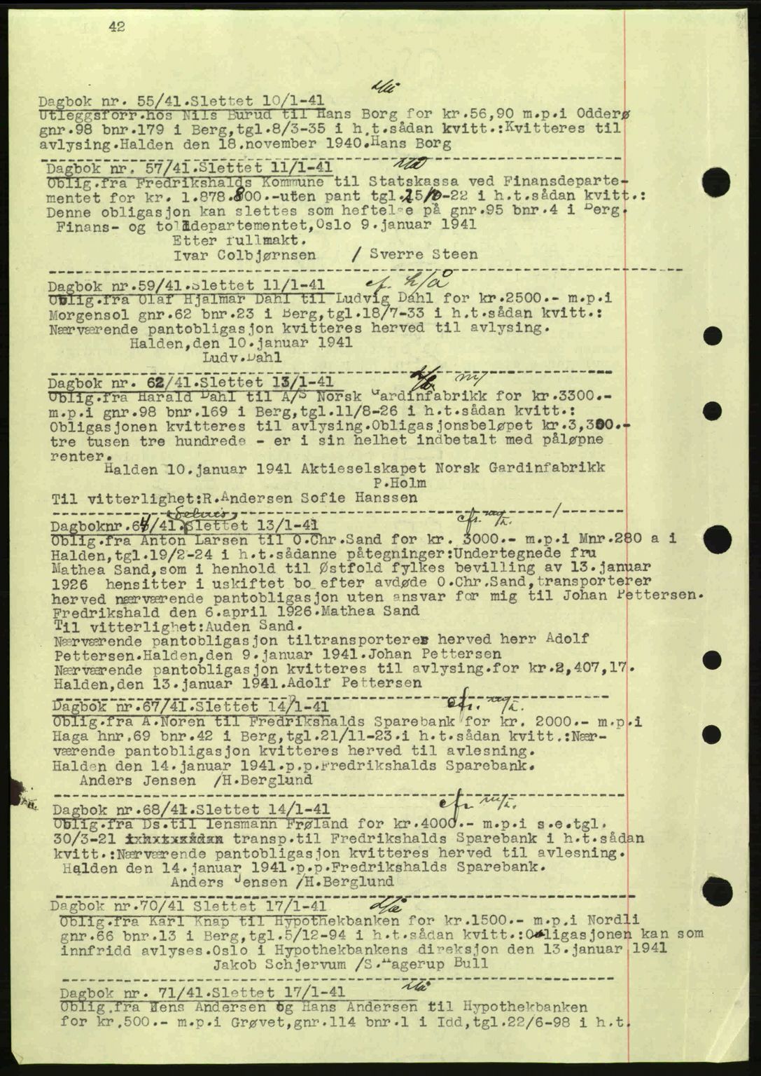 Idd og Marker sorenskriveri, AV/SAO-A-10283/G/Gb/Gbc/L0002: Mortgage book no. B4-9a, 1939-1945, Diary no: : 55/1941