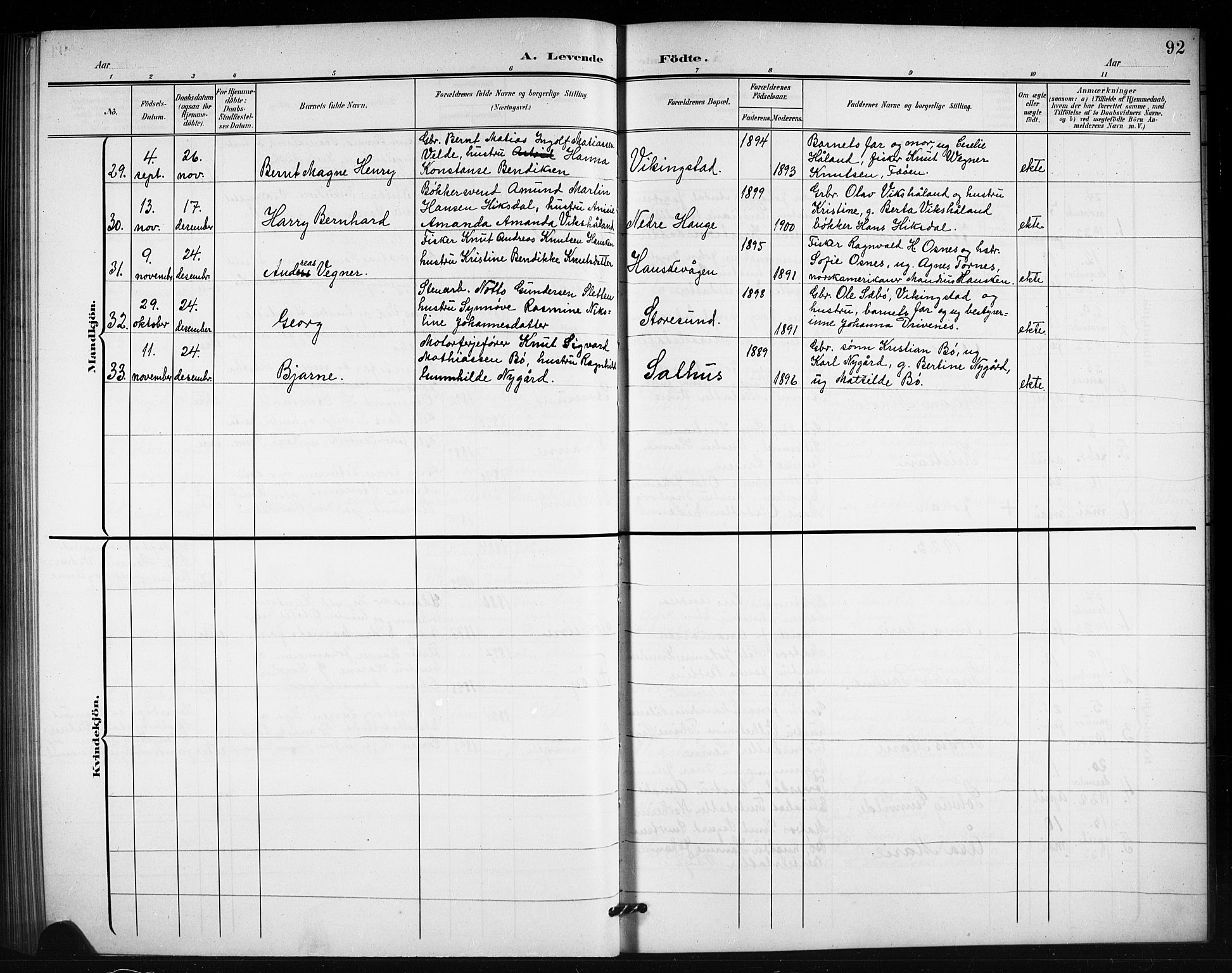 Torvastad sokneprestkontor, AV/SAST-A -101857/H/Ha/Hab/L0008: Parish register (copy) no. B 8, 1901-1924, p. 92