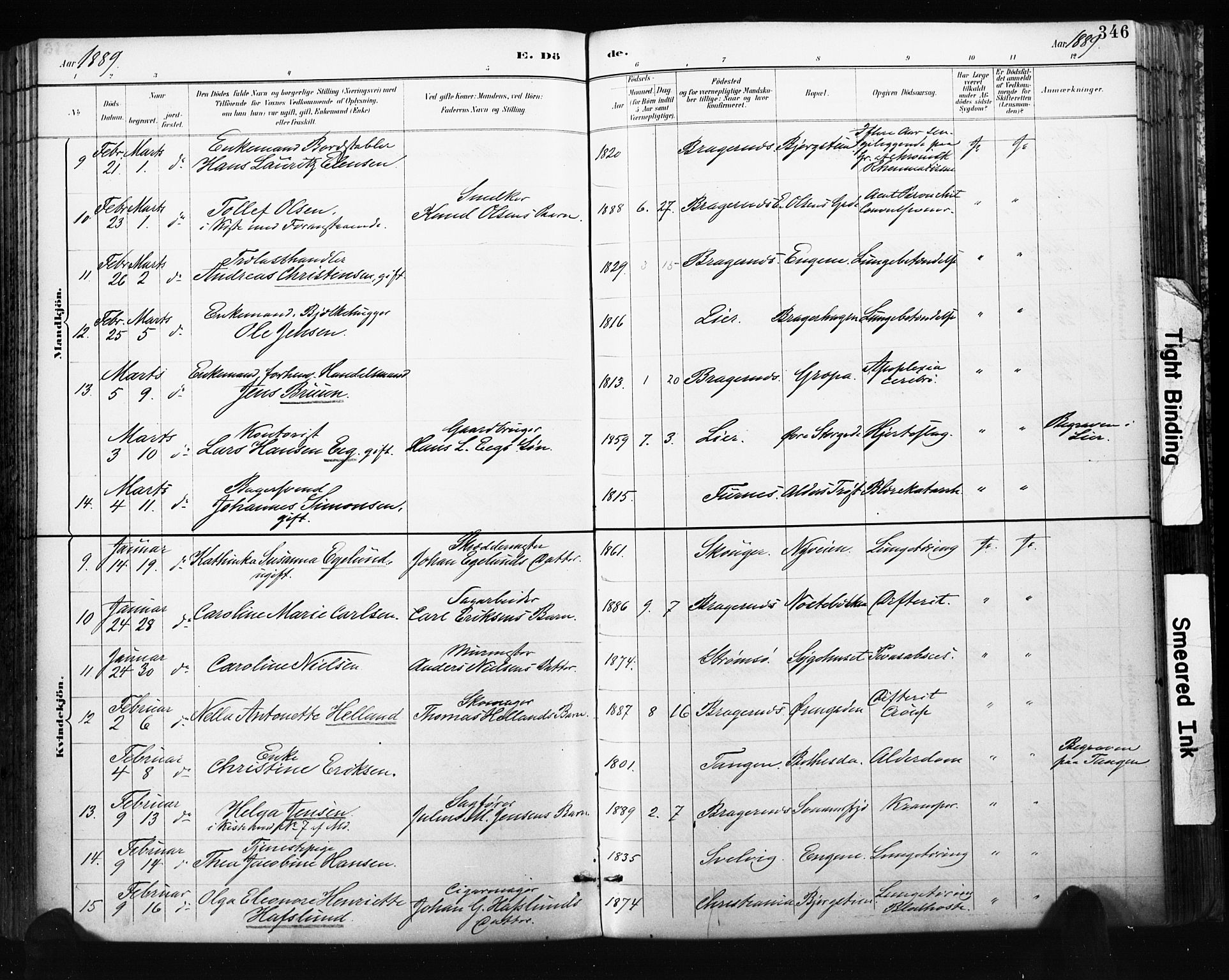 Bragernes kirkebøker, SAKO/A-6/F/Fb/L0007: Parish register (official) no. II 7, 1885-1893, p. 346