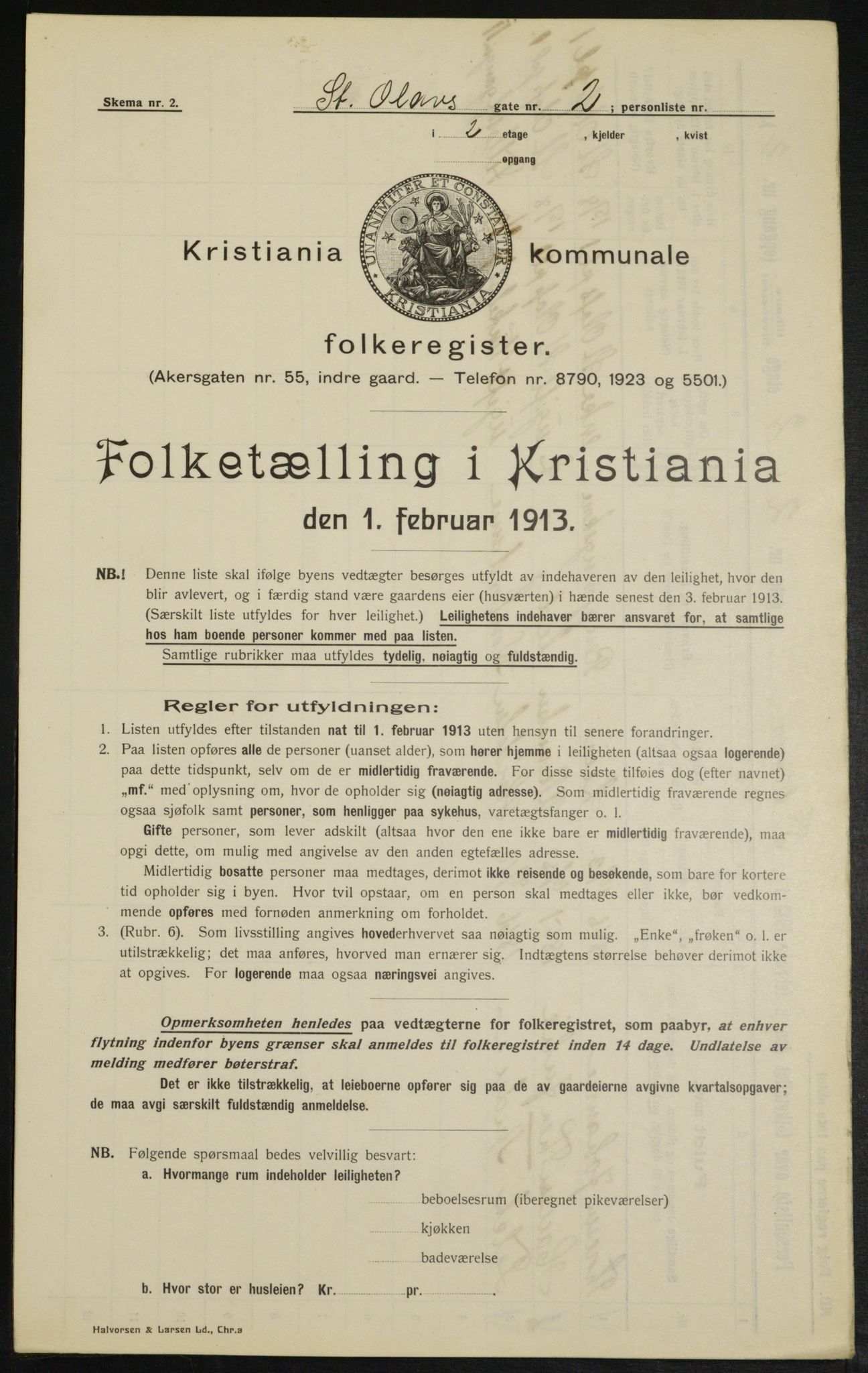 OBA, Municipal Census 1913 for Kristiania, 1913, p. 87957