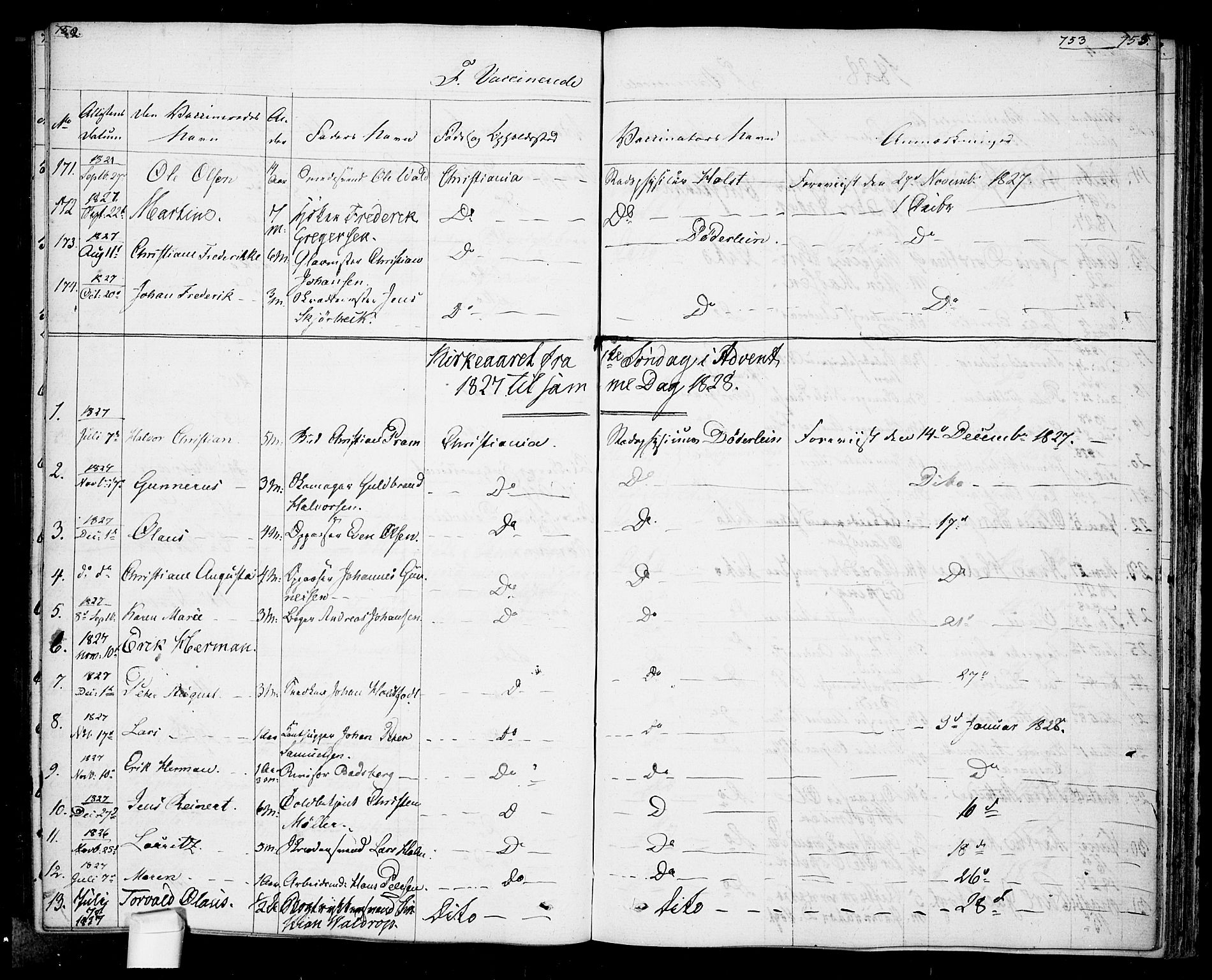 Oslo domkirke Kirkebøker, SAO/A-10752/F/Fa/L0022: Parish register (official) no. 22, 1824-1829, p. 752-753