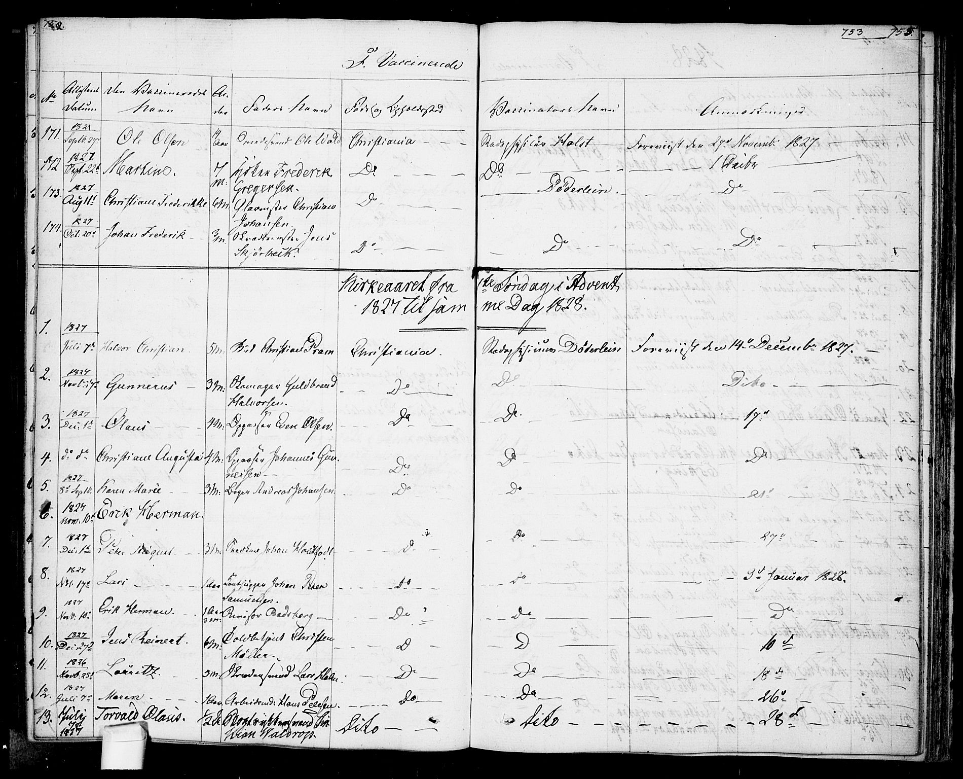 Oslo domkirke Kirkebøker, AV/SAO-A-10752/F/Fa/L0022: Parish register (official) no. 22, 1824-1829, p. 752-753