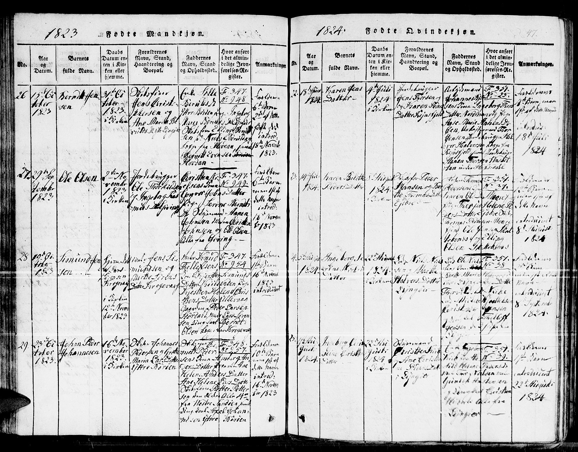 Dypvåg sokneprestkontor, AV/SAK-1111-0007/F/Fb/Fba/L0009: Parish register (copy) no. B 9, 1816-1842, p. 47