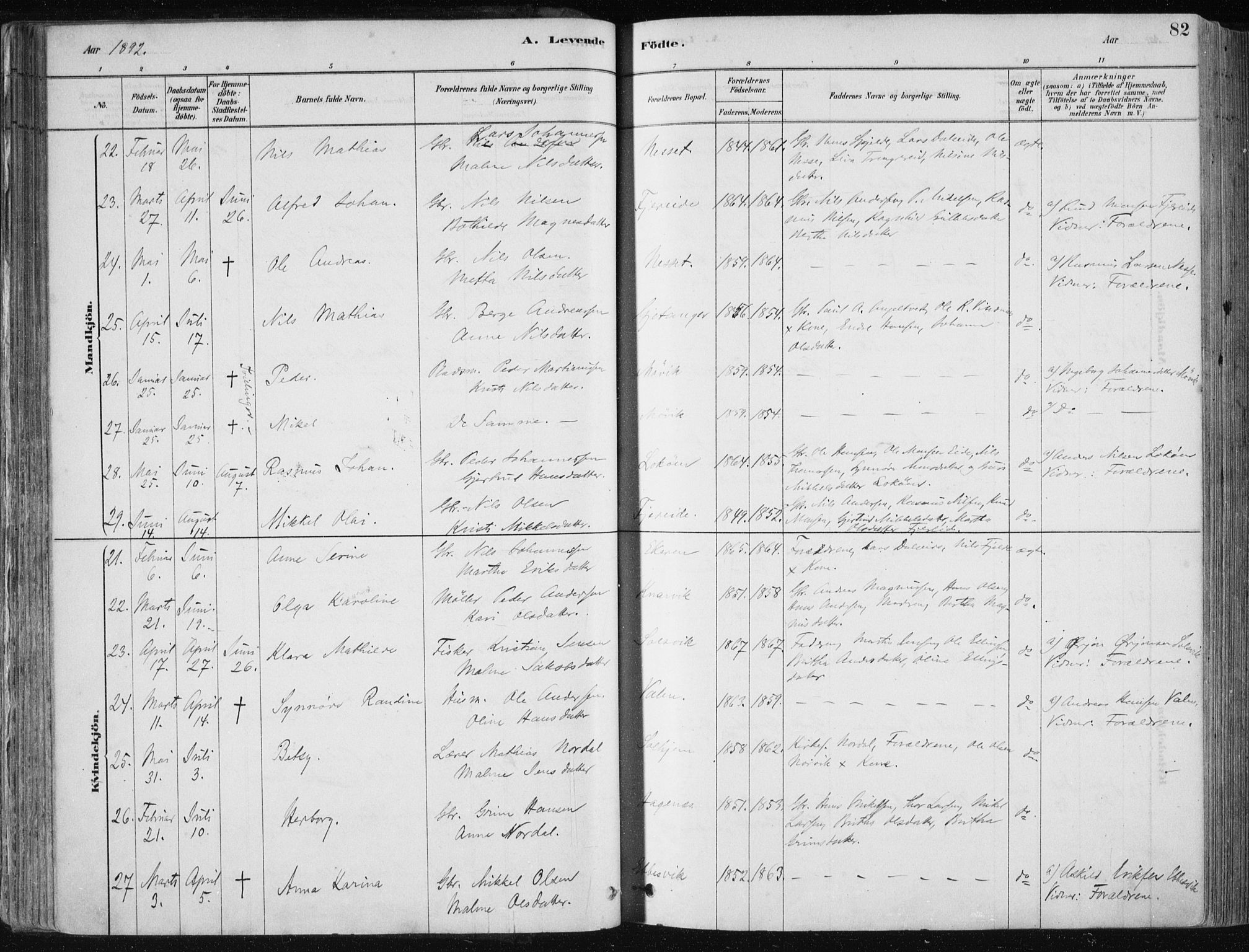 Fjell sokneprestembete, SAB/A-75301/H/Haa: Parish register (official) no. A  8, 1878-1898, p. 82