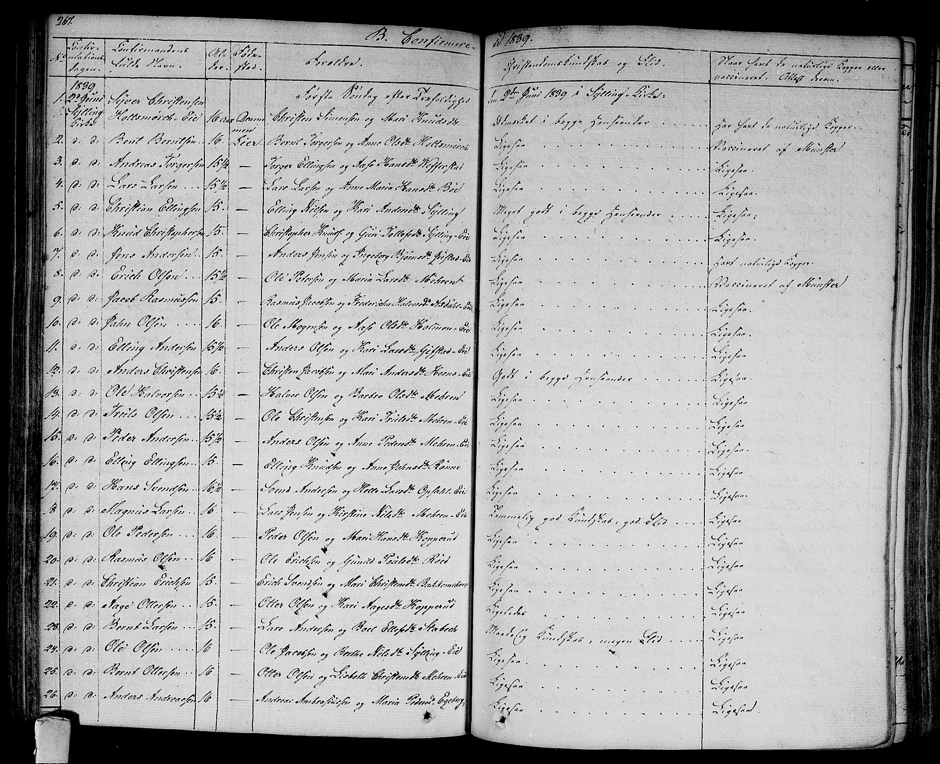 Lier kirkebøker, AV/SAKO-A-230/F/Fa/L0010: Parish register (official) no. I 10, 1827-1843, p. 267