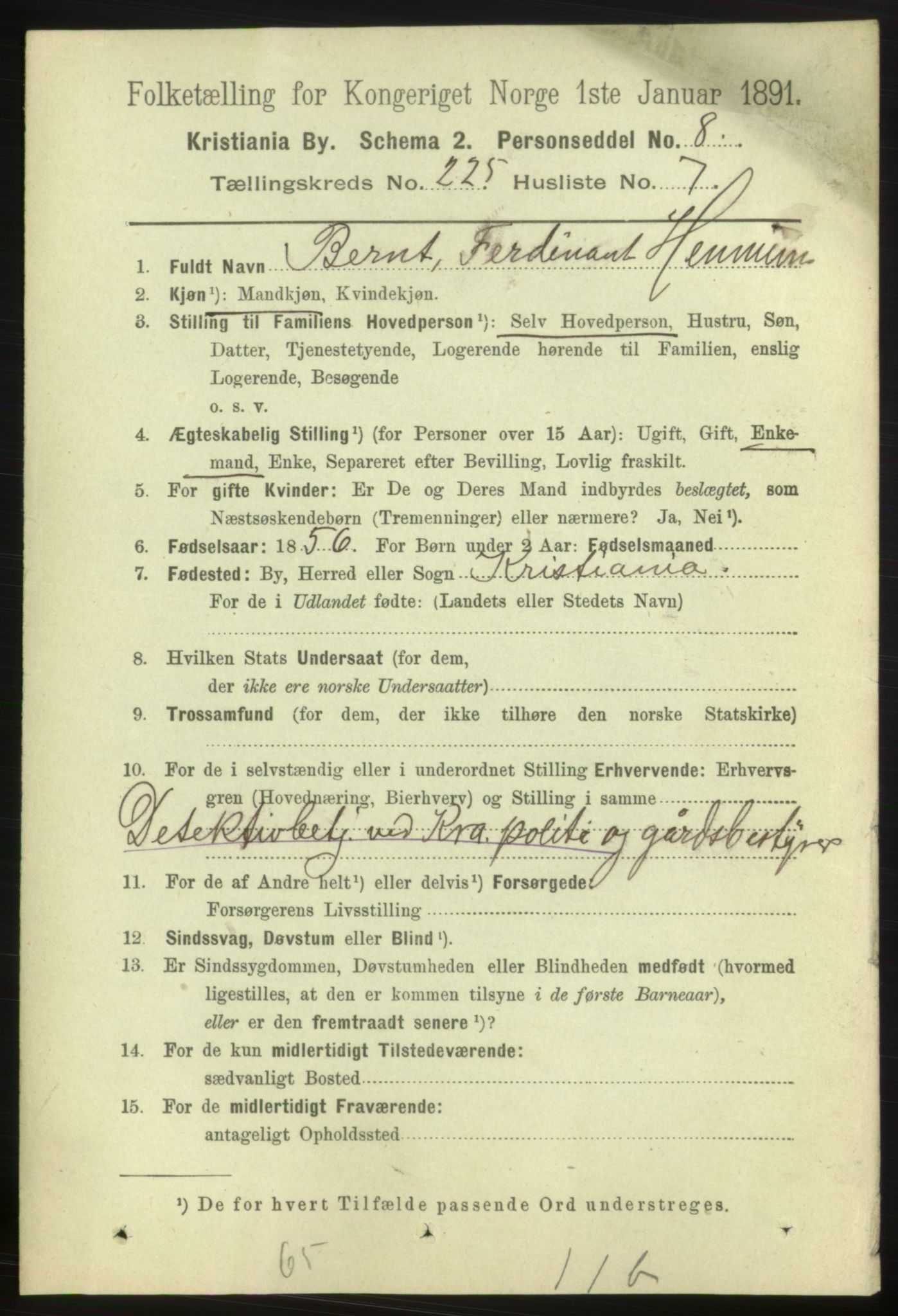 RA, 1891 census for 0301 Kristiania, 1891, p. 136695