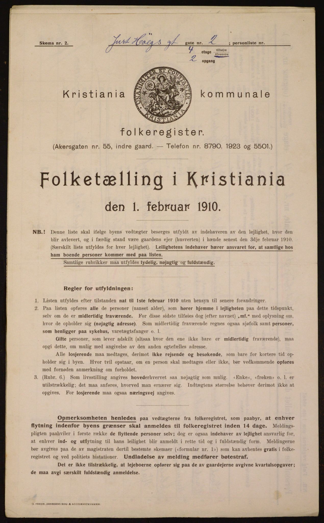 OBA, Municipal Census 1910 for Kristiania, 1910, p. 46287