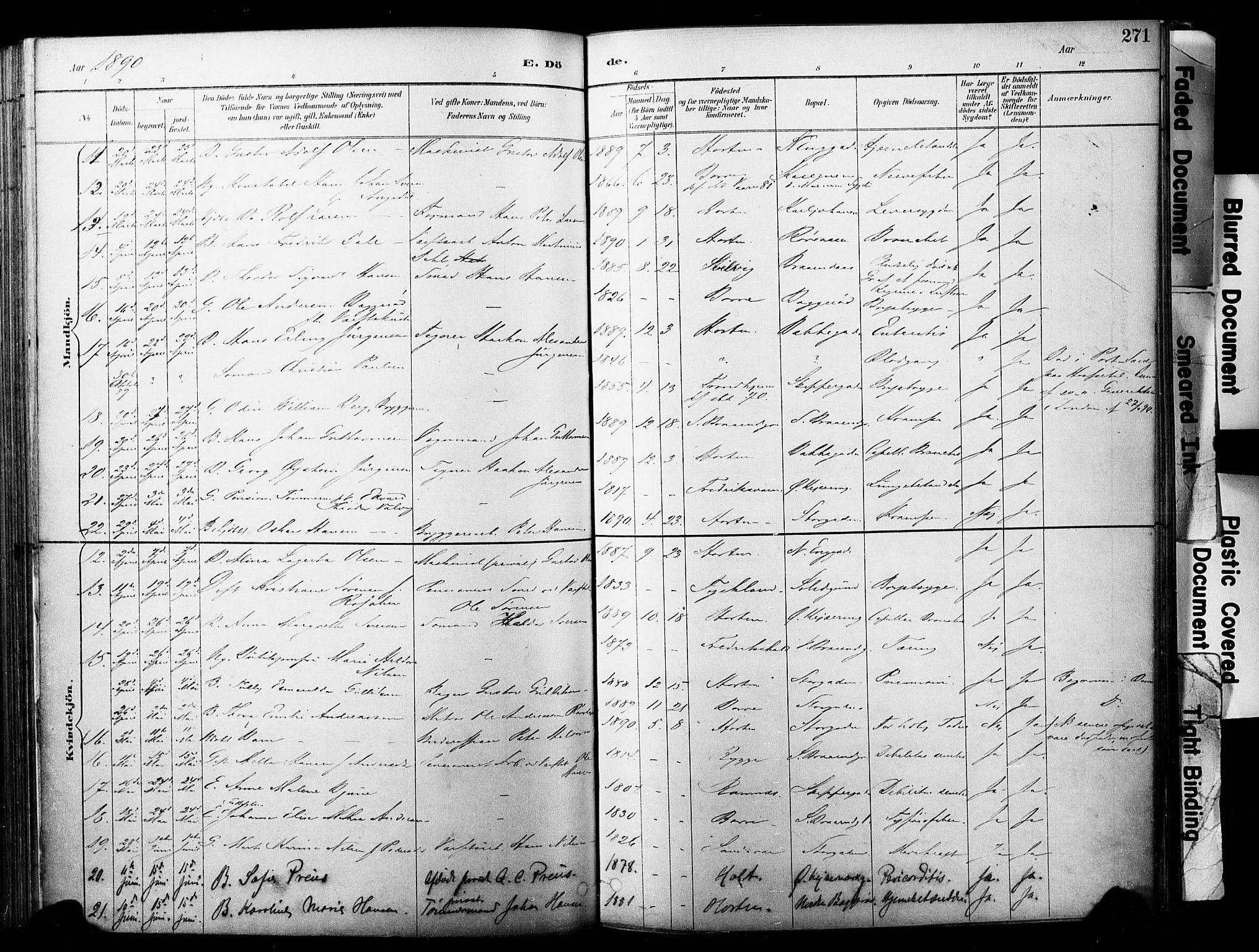 Horten kirkebøker, AV/SAKO-A-348/F/Fa/L0004: Parish register (official) no. 4, 1888-1895, p. 271