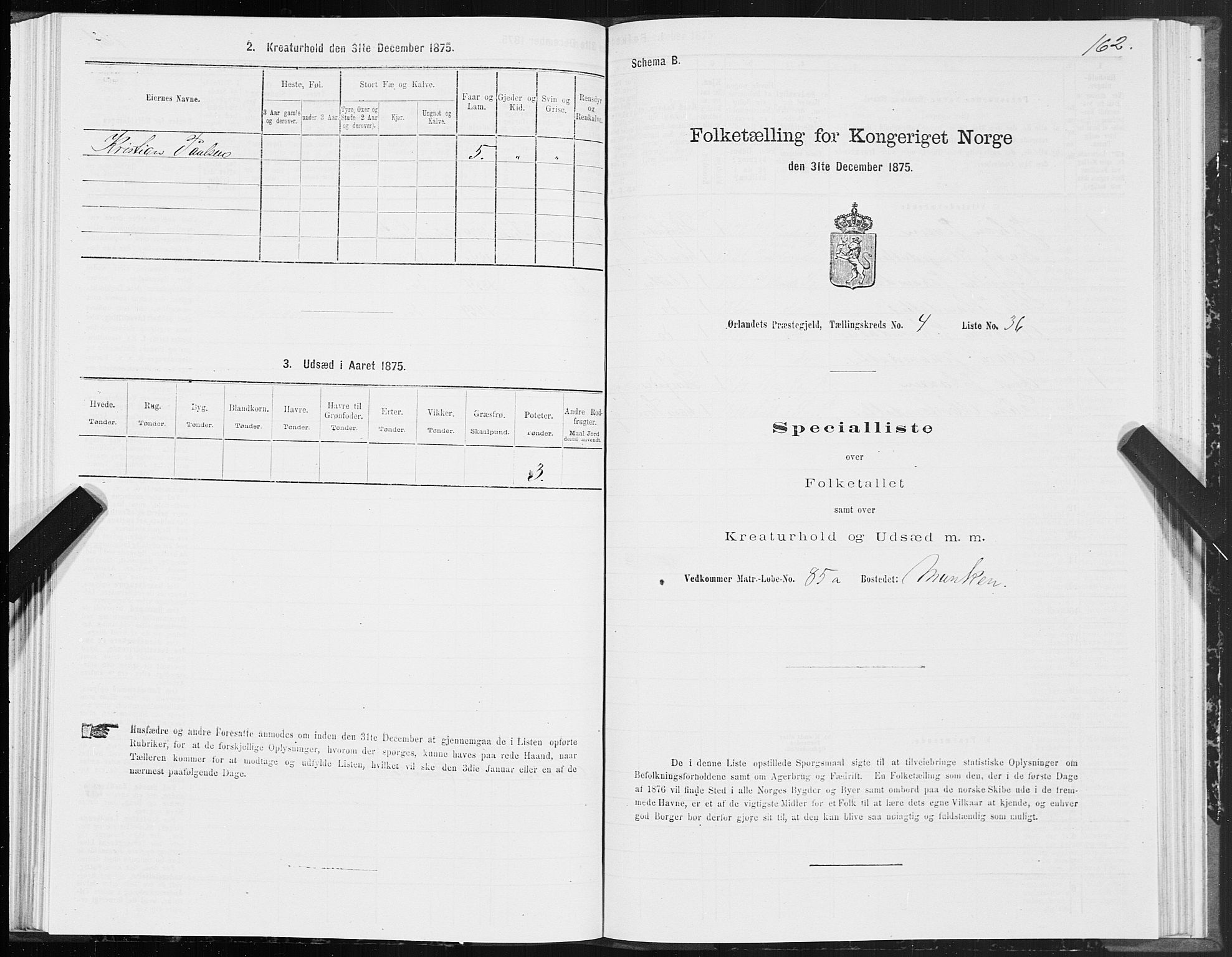 SAT, 1875 census for 1621P Ørland, 1875, p. 2162