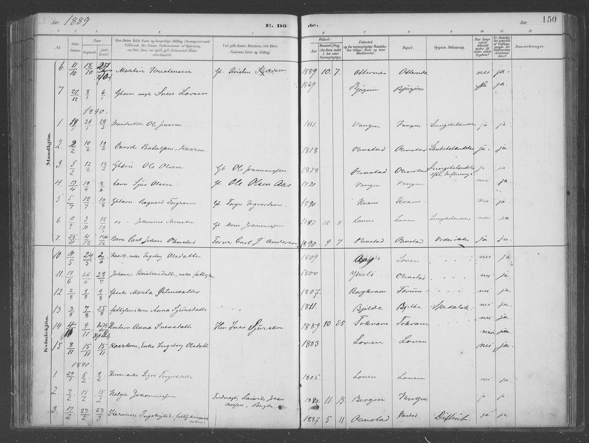 Aurland sokneprestembete, AV/SAB-A-99937/H/Ha/Hab/L0001: Parish register (official) no. B  1, 1880-1909, p. 150