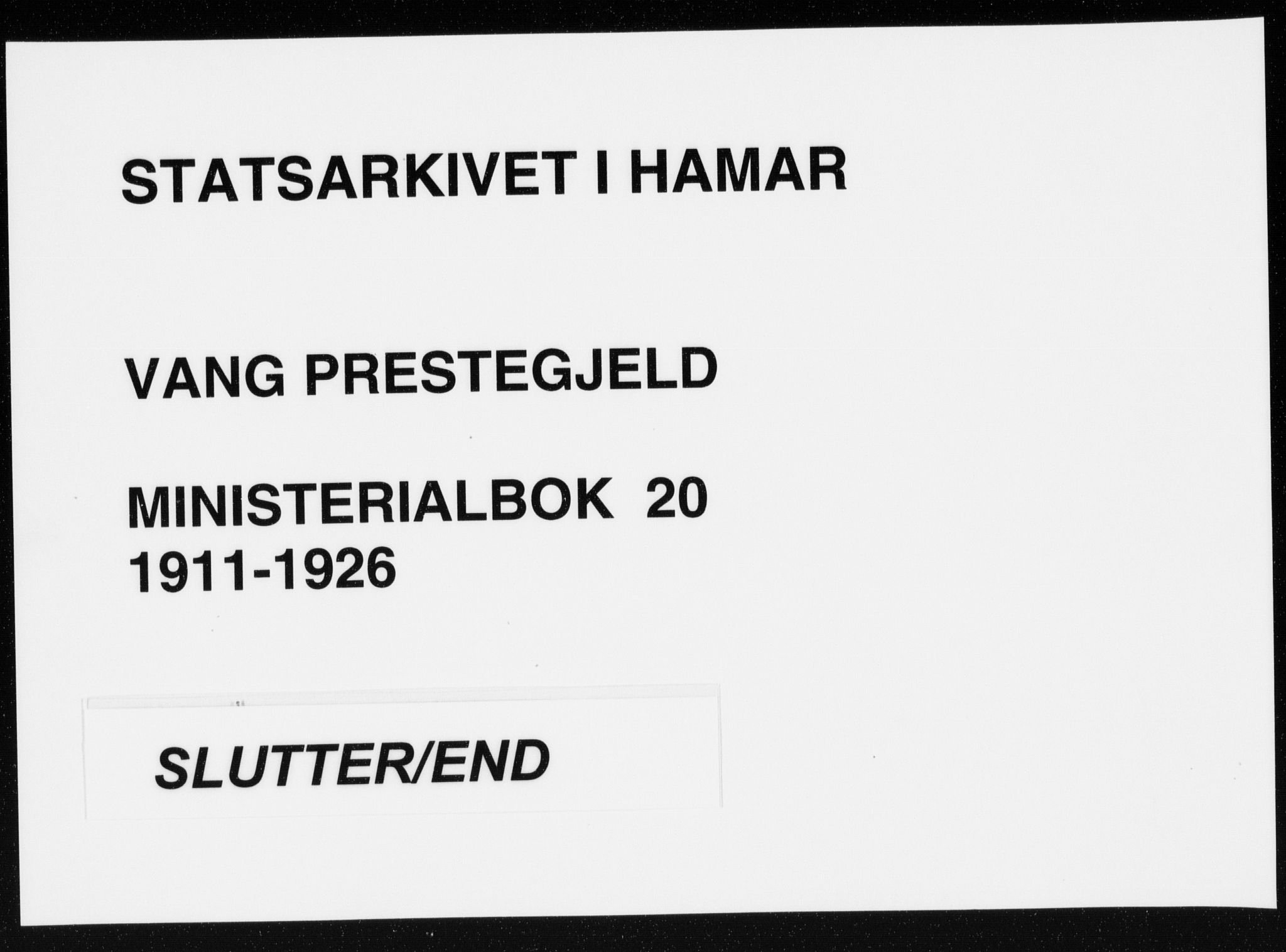 Vang prestekontor, Hedmark, SAH/PREST-008/H/Ha/Haa/L0020: Parish register (official) no. 20, 1911-1926