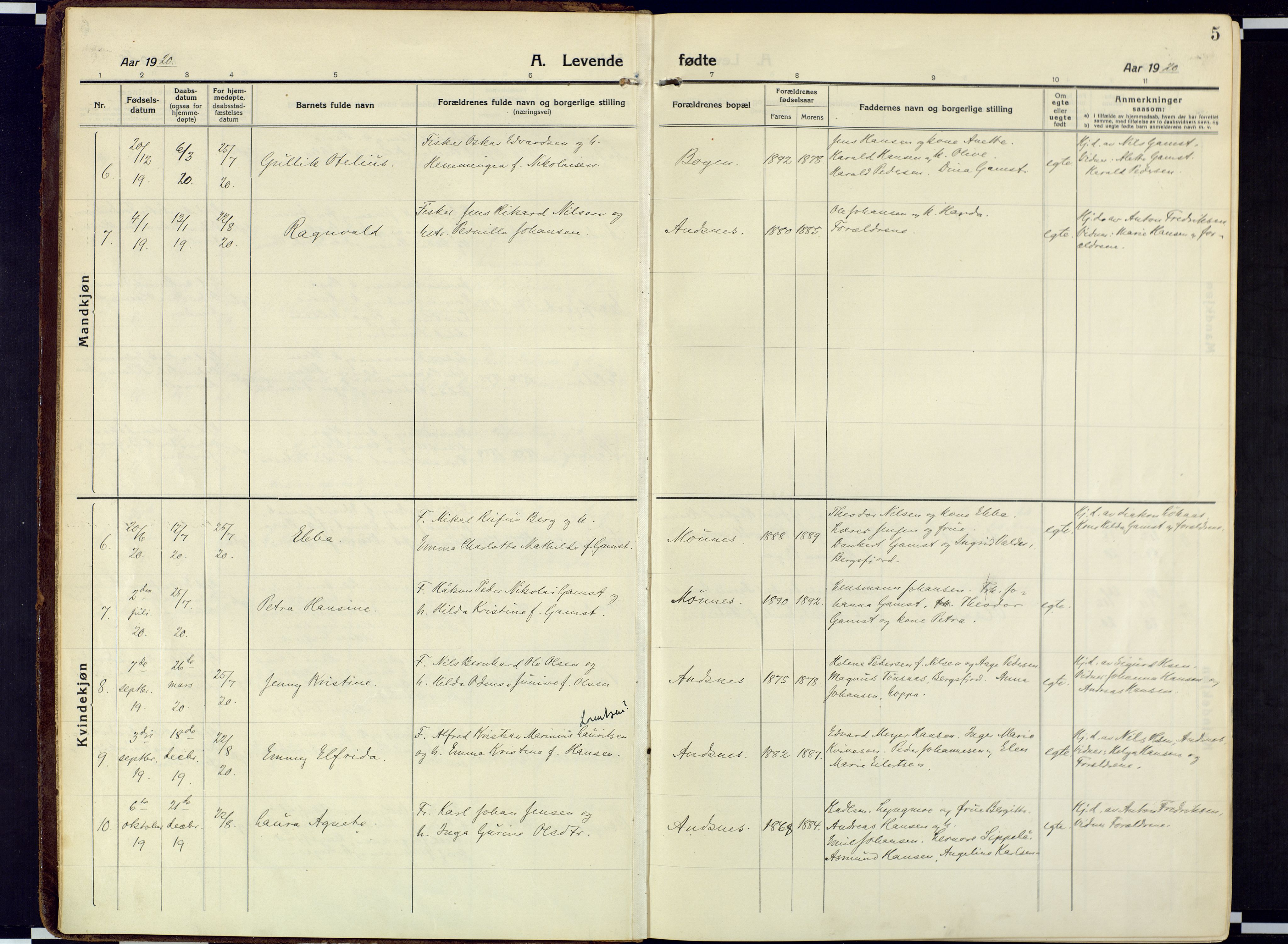 Loppa sokneprestkontor, SATØ/S-1339/H/Ha/L0013kirke: Parish register (official) no. 13, 1920-1932, p. 5