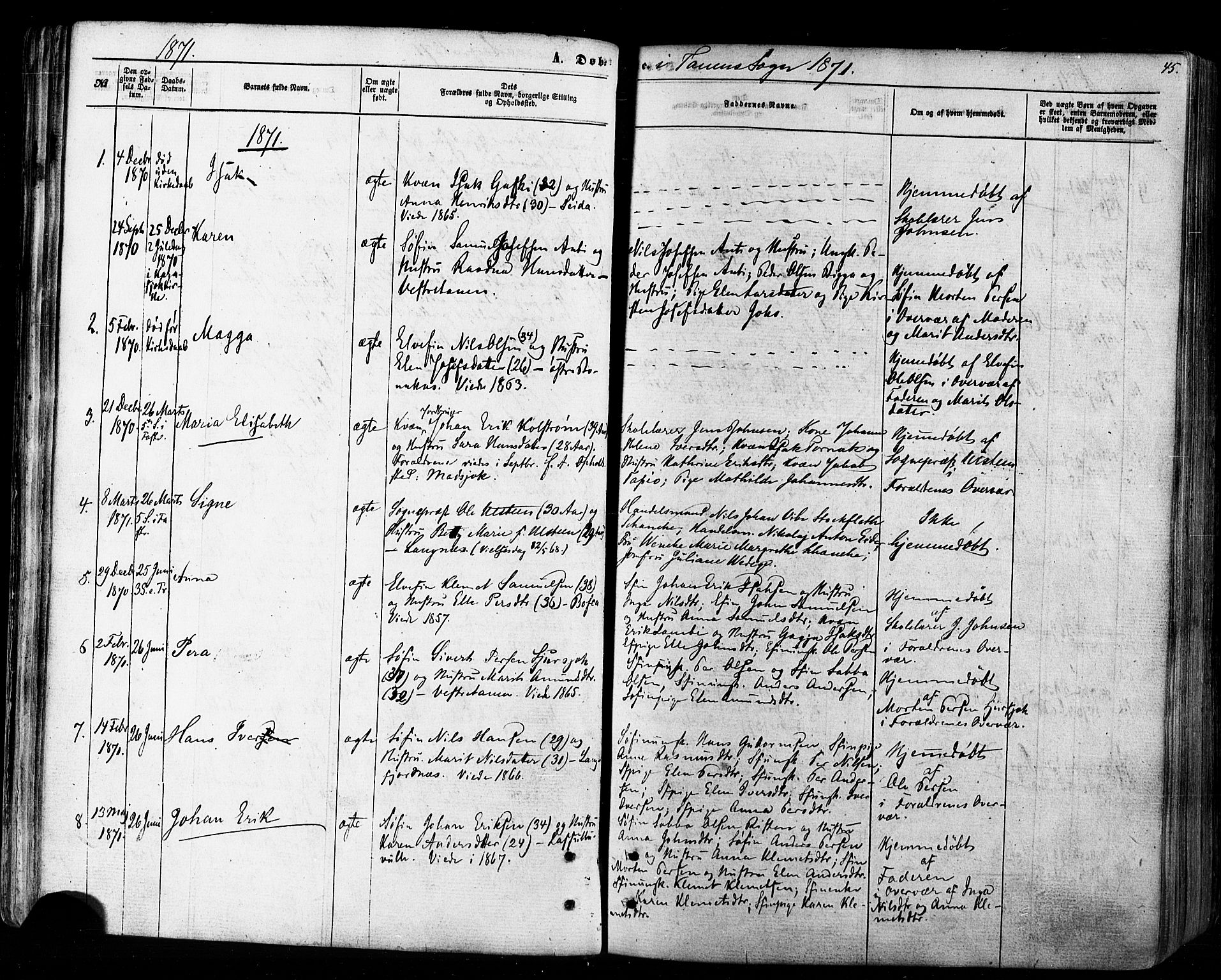 Tana sokneprestkontor, SATØ/S-1334/H/Ha/L0002kirke: Parish register (official) no. 2 /1, 1861-1877, p. 45