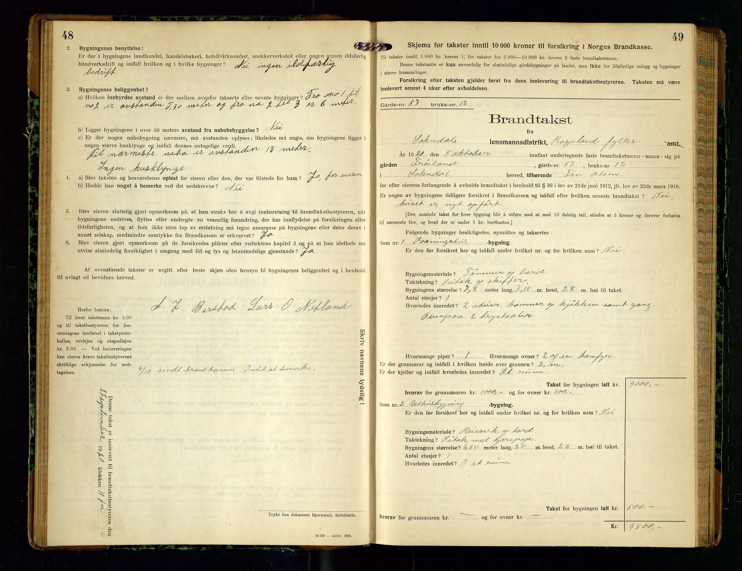 Sokndal lensmannskontor, AV/SAST-A-100417/Gob/L0005: "Brandtakst-Protokol", 1920-1924, p. 48-49