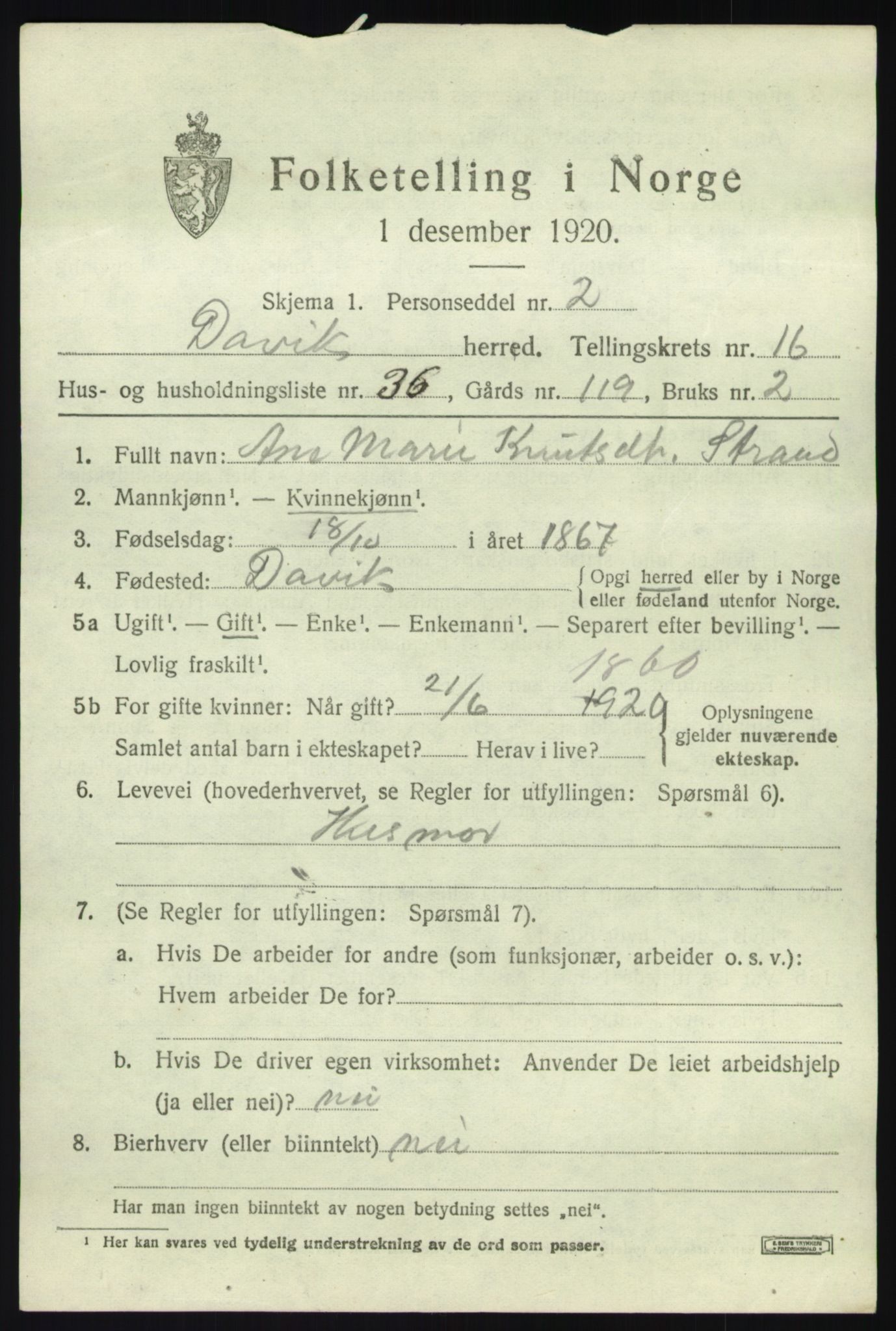 SAB, 1920 census for Davik, 1920, p. 7677