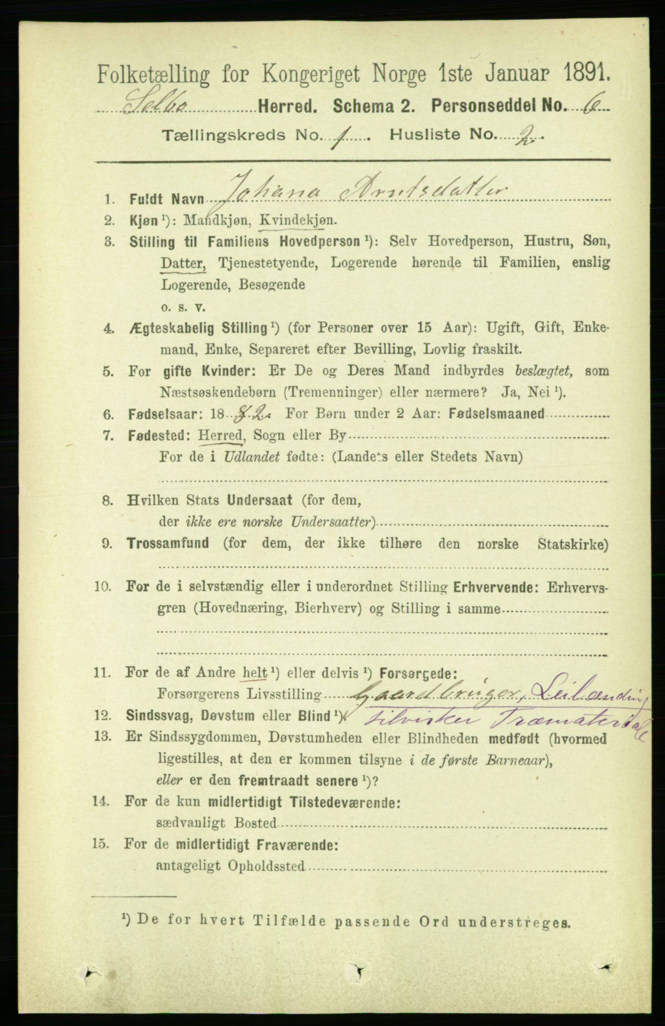 RA, 1891 census for 1664 Selbu, 1891, p. 81