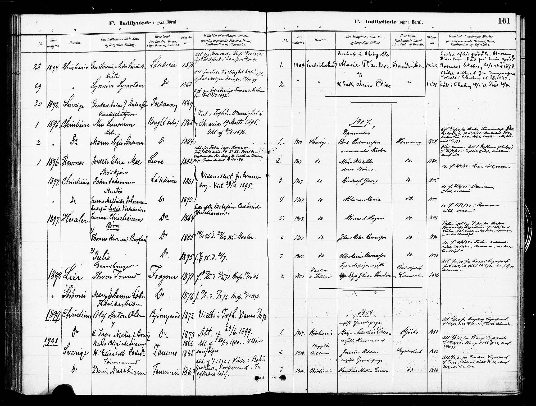 Asker prestekontor Kirkebøker, SAO/A-10256a/F/Fb/L0002: Parish register (official) no. II 2, 1879-1921, p. 161