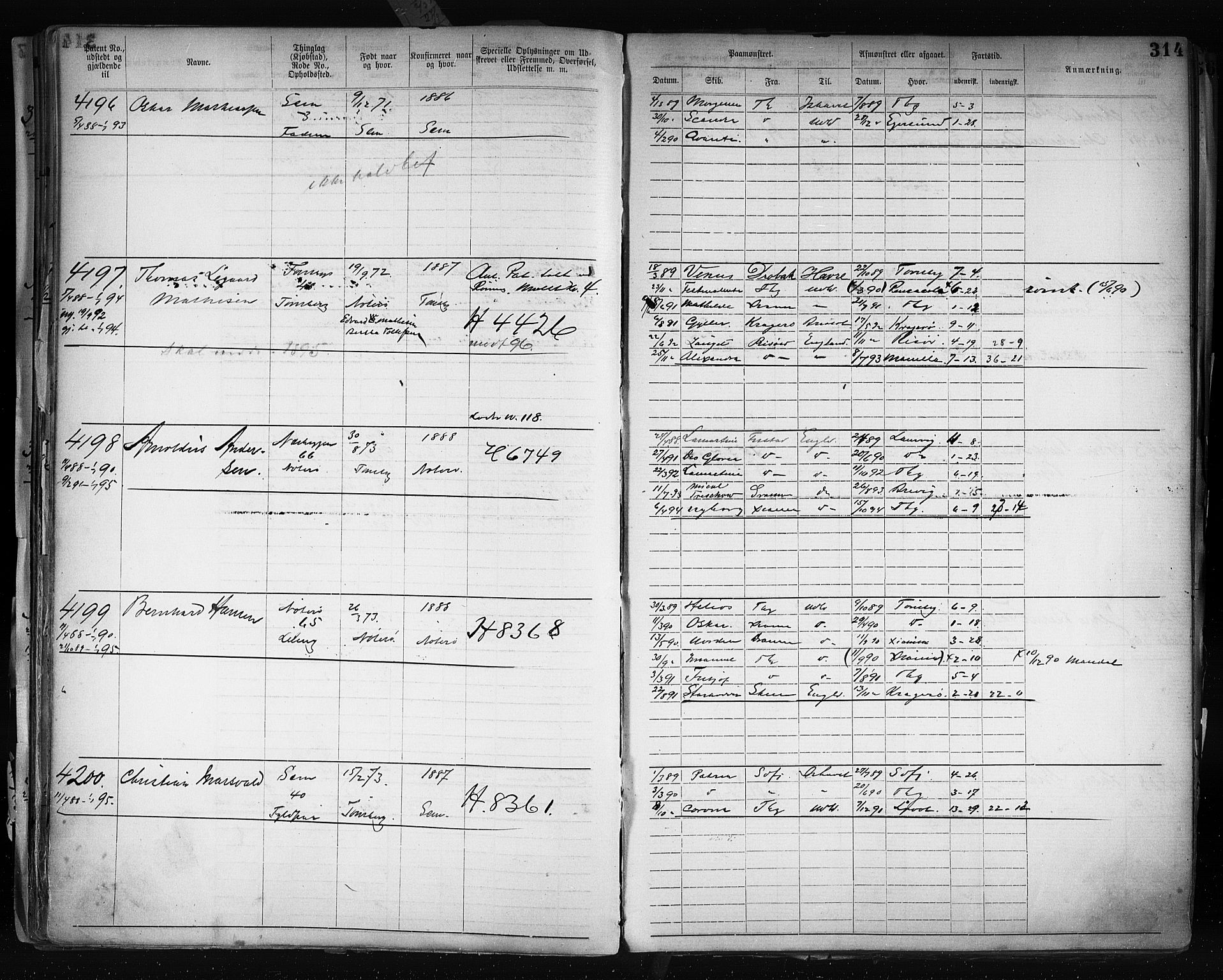 Tønsberg innrulleringskontor, AV/SAKO-A-786/F/Fb/L0003: Annotasjonsrulle Patent nr. 2646-5149, 1881-1892, p. 322