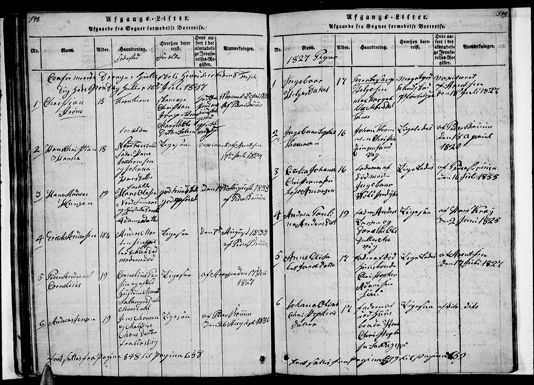 Ministerialprotokoller, klokkerbøker og fødselsregistre - Nordland, AV/SAT-A-1459/805/L0105: Parish register (copy) no. 805C01, 1820-1839, p. 548-549