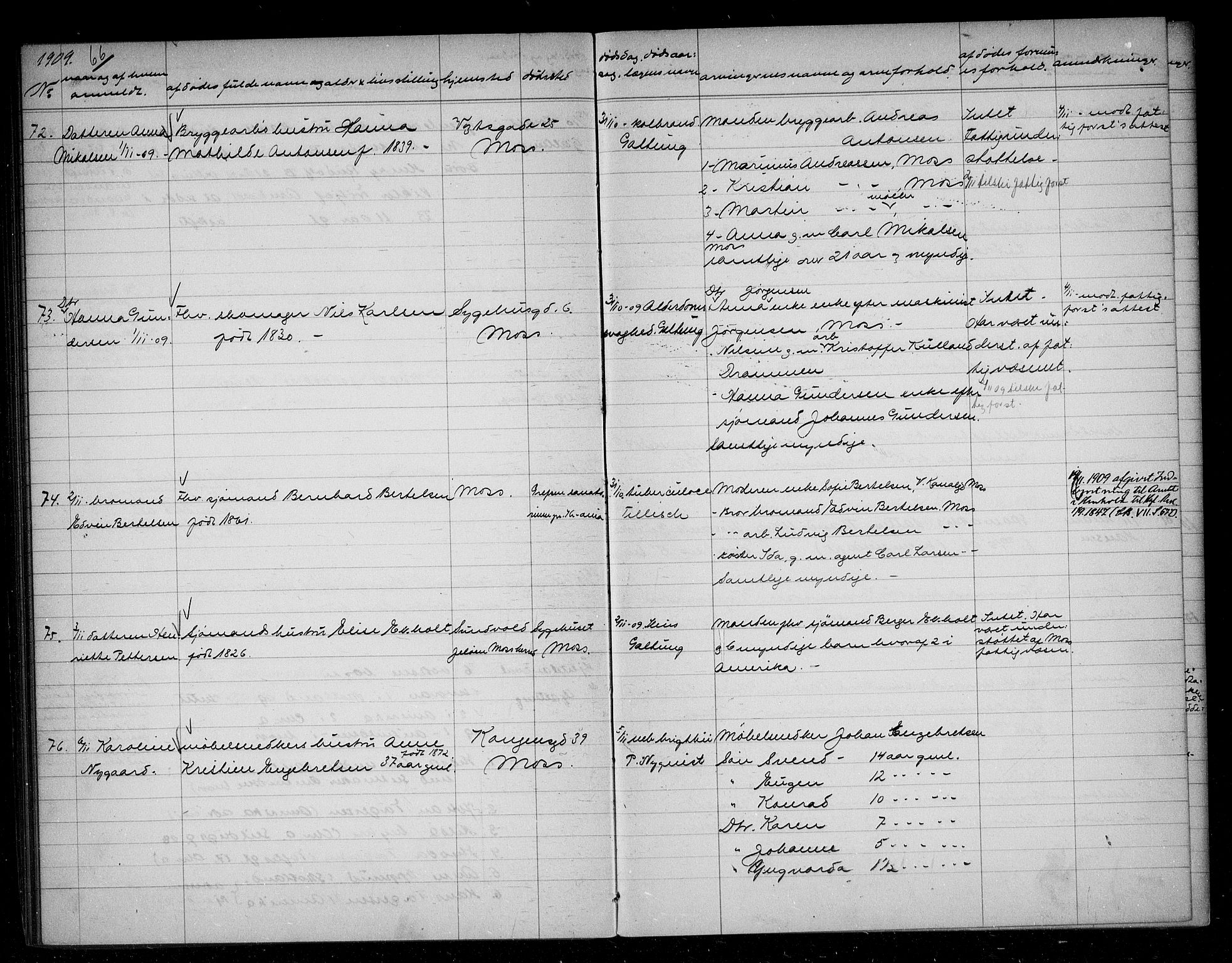 Moss byfogd, AV/SAO-A-10863/H/Ha/Hab/L0004: Dødsanmeldelsesprotokoll, 1906-1914, p. 66