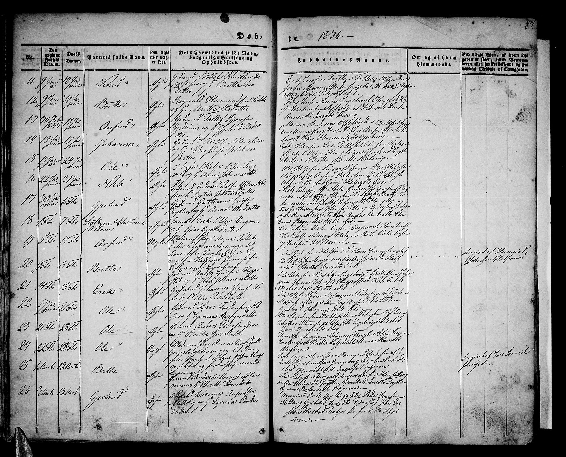 Vik sokneprestembete, AV/SAB-A-81501/H/Haa/Haaa/L0007: Parish register (official) no. A 7, 1831-1845, p. 27