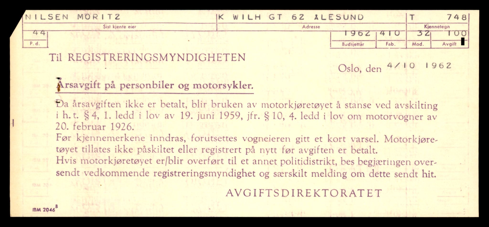 Møre og Romsdal vegkontor - Ålesund trafikkstasjon, AV/SAT-A-4099/F/Fe/L0008: Registreringskort for kjøretøy T 747 - T 894, 1927-1998, p. 107