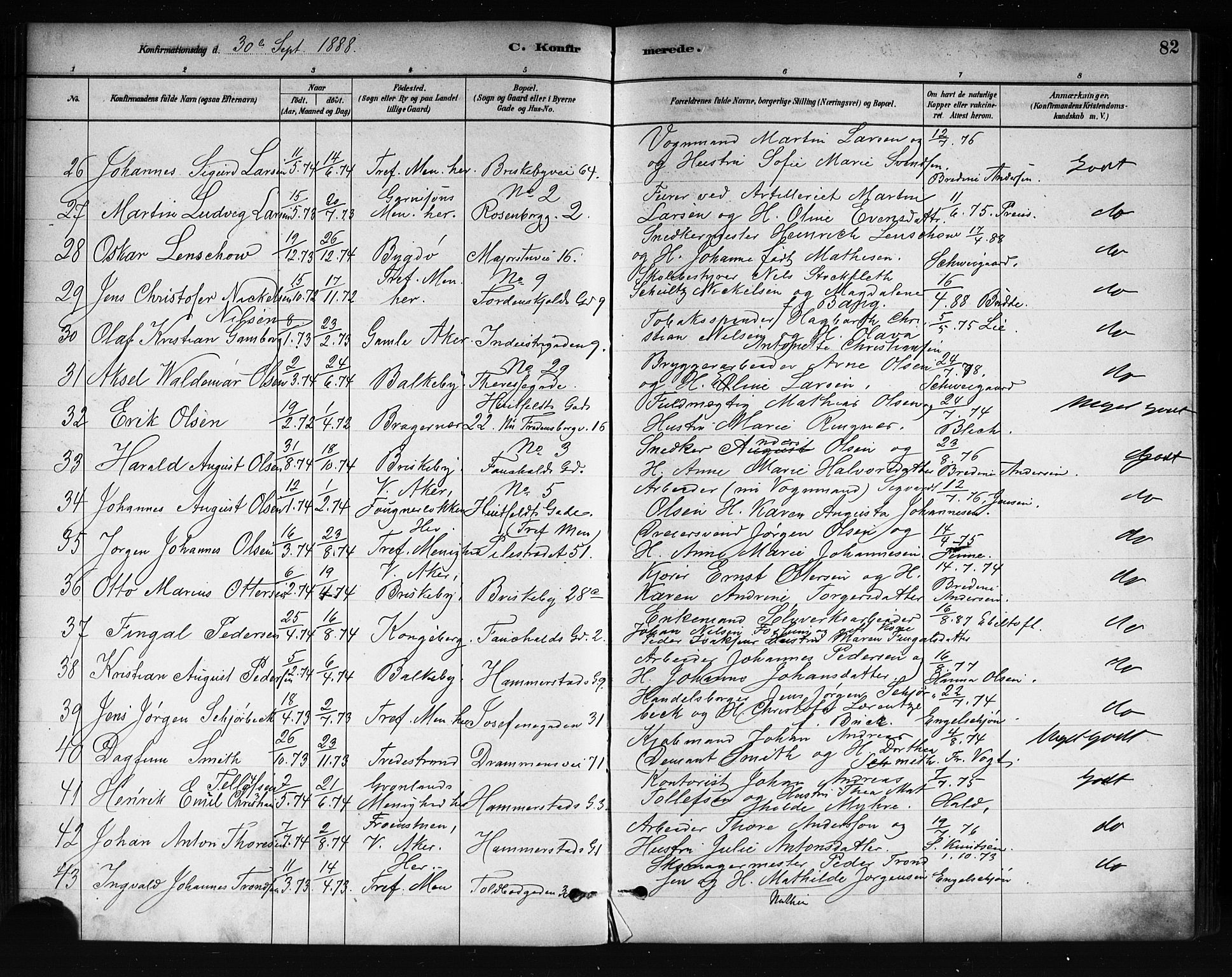 Uranienborg prestekontor Kirkebøker, AV/SAO-A-10877/F/Fa/L0002: Parish register (official) no. 2, 1880-1896, p. 82