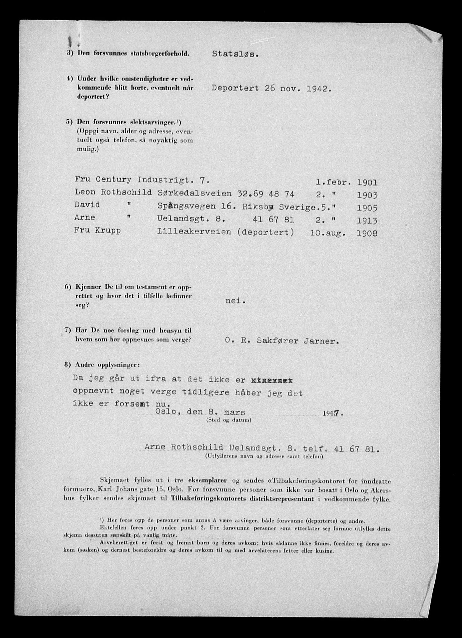 Justisdepartementet, Tilbakeføringskontoret for inndratte formuer, AV/RA-S-1564/H/Hc/Hcc/L0975: --, 1945-1947, p. 8