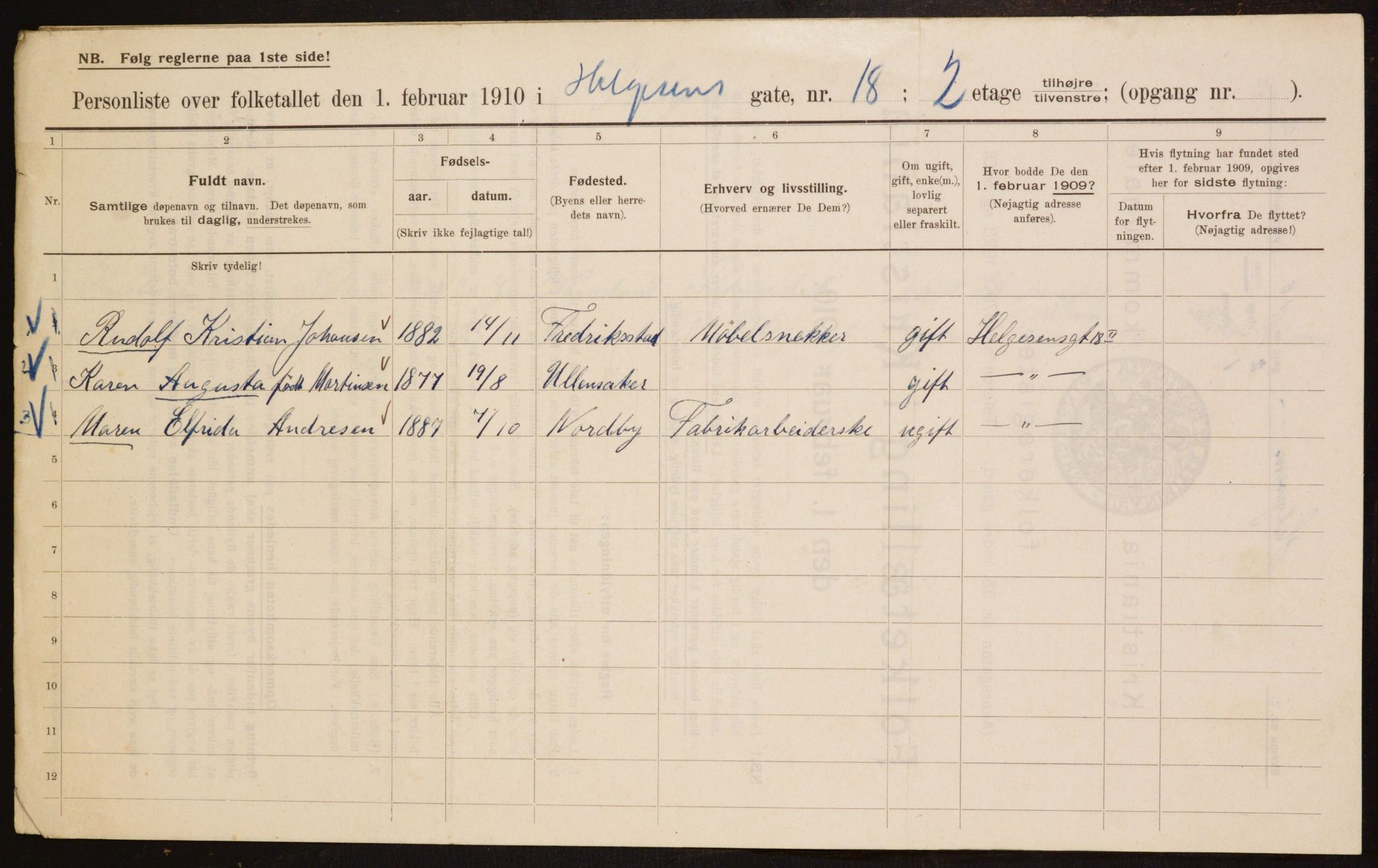 OBA, Municipal Census 1910 for Kristiania, 1910, p. 36634