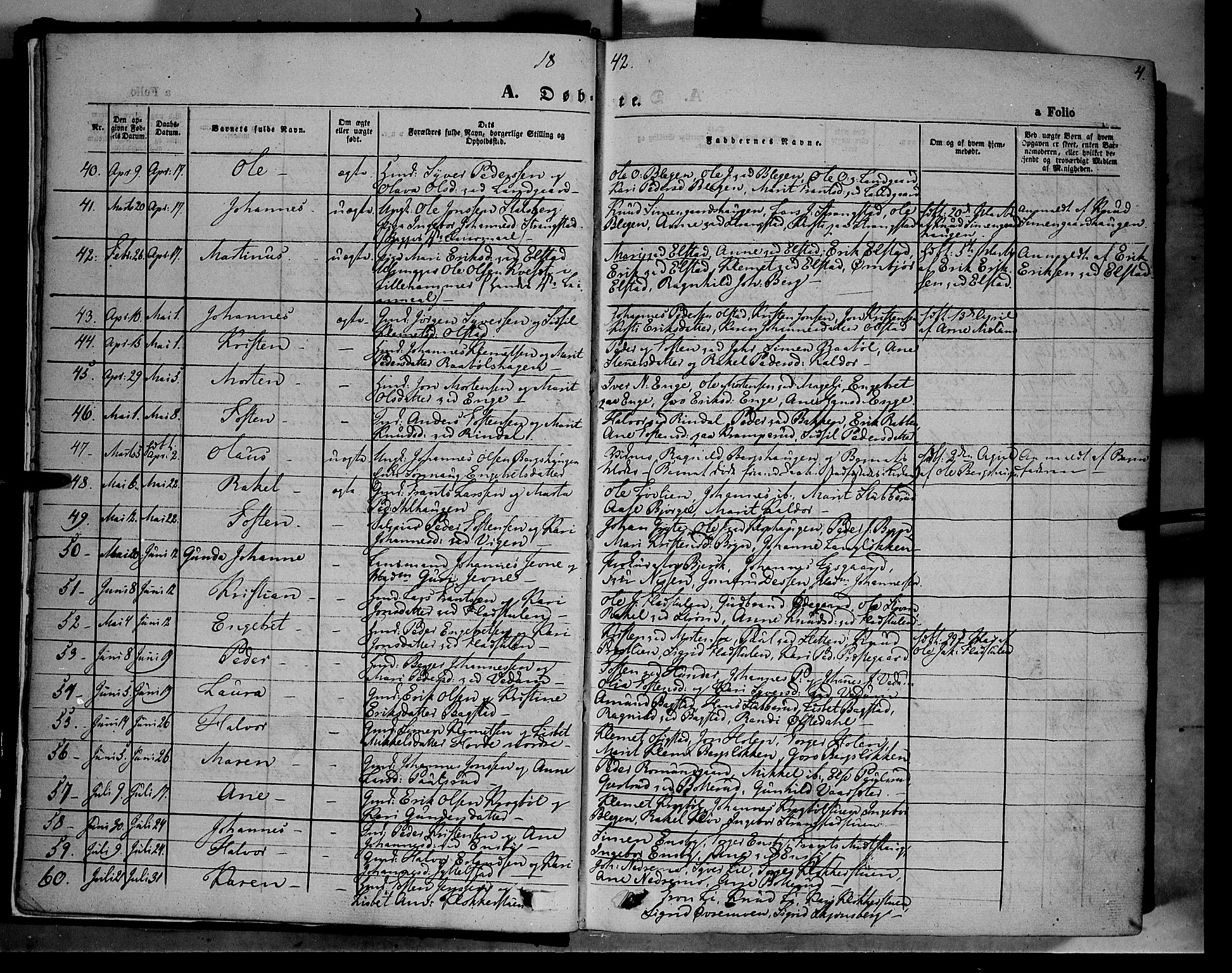 Øyer prestekontor, SAH/PREST-084/H/Ha/Haa/L0005: Parish register (official) no. 5, 1842-1857, p. 4