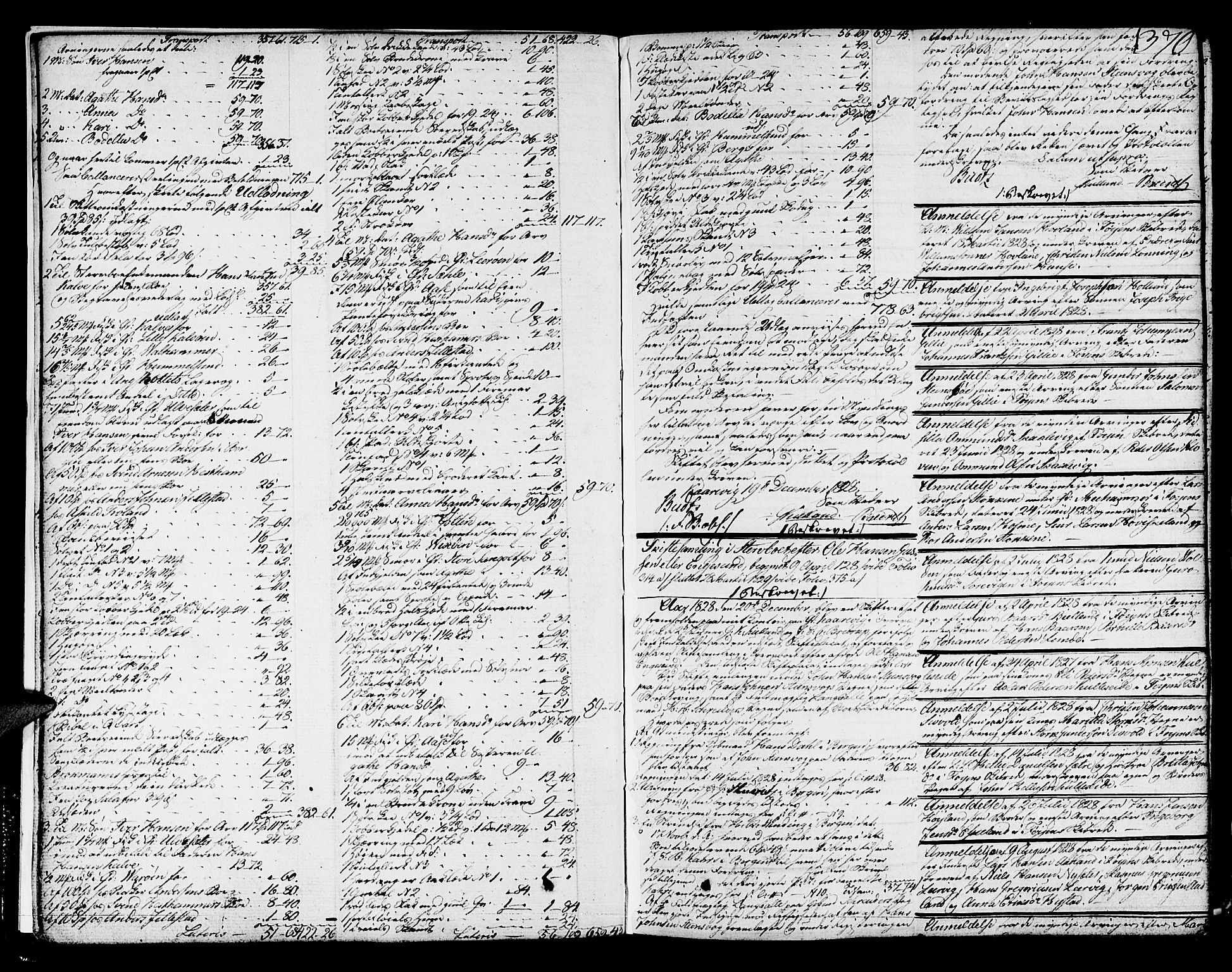 Sunnhordland sorenskrivar, SAB/A-2401/1/H/Ha/Had/L0003: Skifteprotokollar. Føyen, Fjære og Våg. Fol. 365- ut. Register i protokoll., 1828-1834, p. 369b-370a