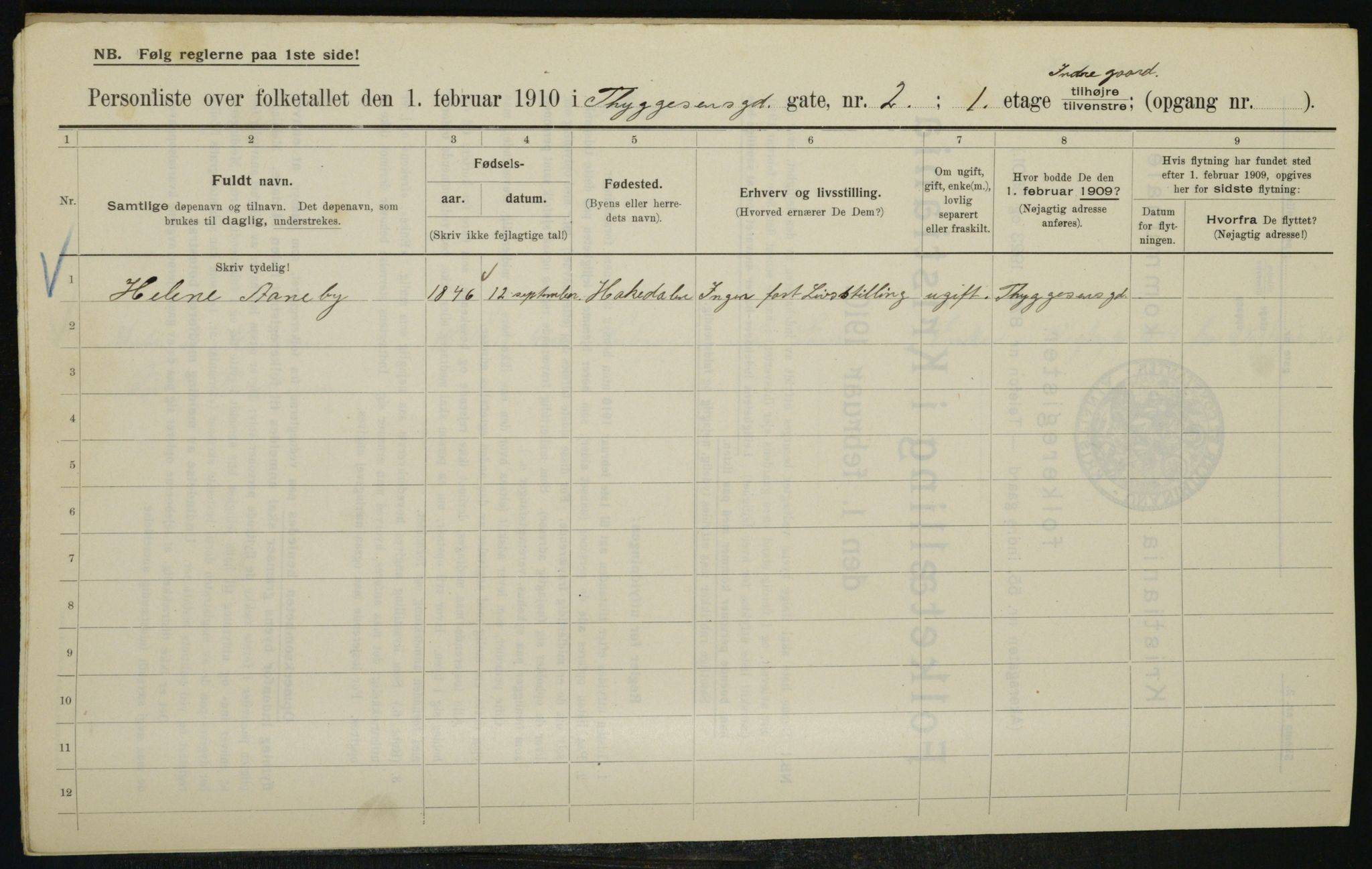 OBA, Municipal Census 1910 for Kristiania, 1910, p. 105678