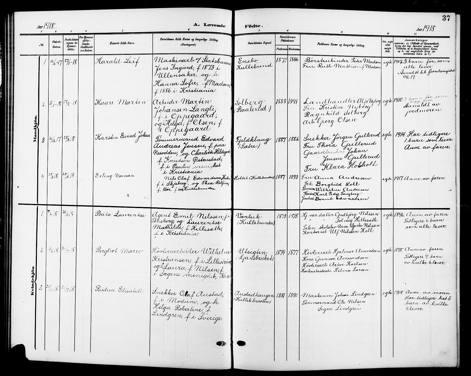 Nesodden prestekontor Kirkebøker, AV/SAO-A-10013/G/Gb/L0001: Parish register (copy) no. II 1, 1905-1924, p. 37