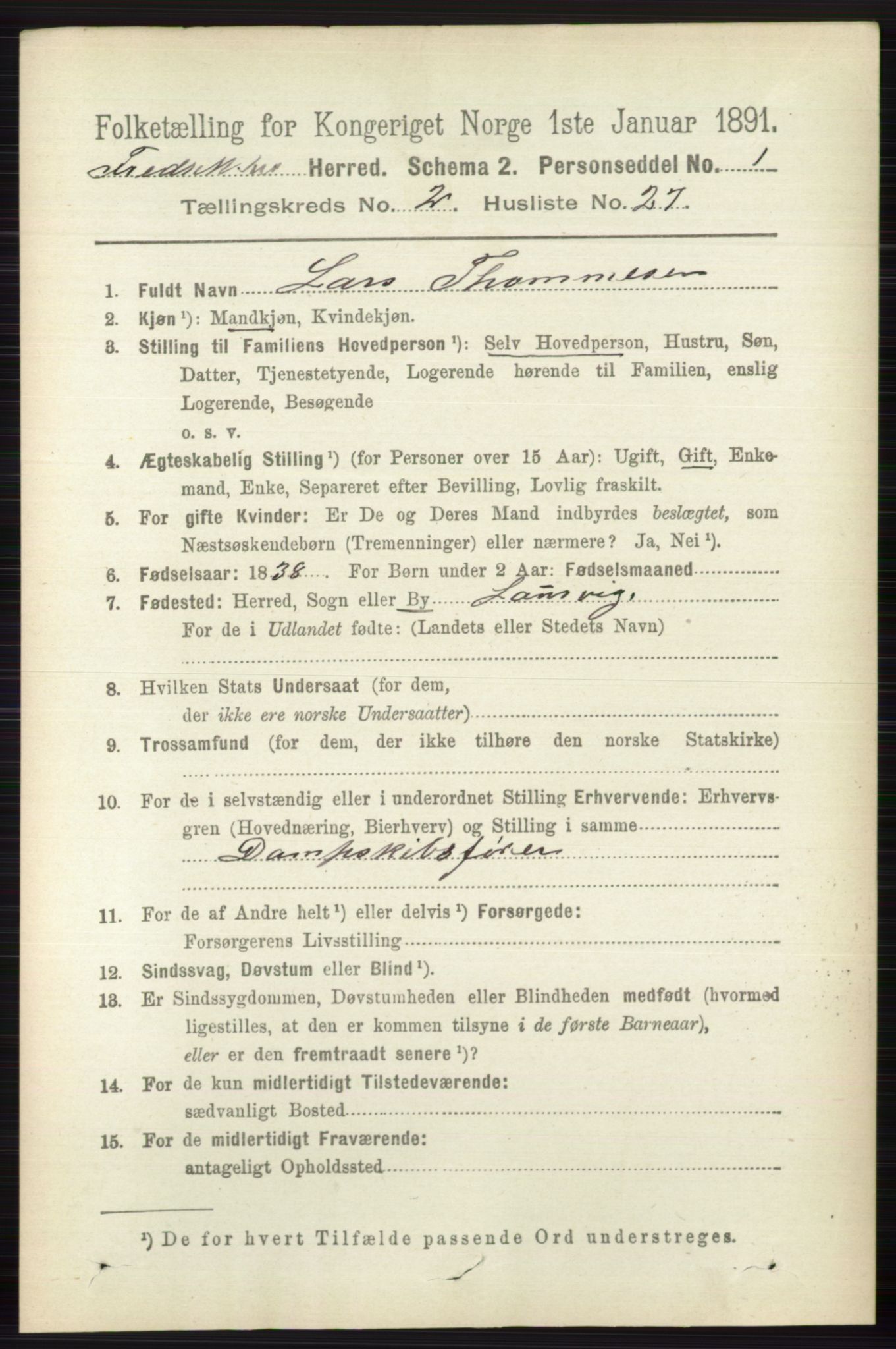 RA, 1891 census for 0798 Fredriksvern, 1891, p. 413