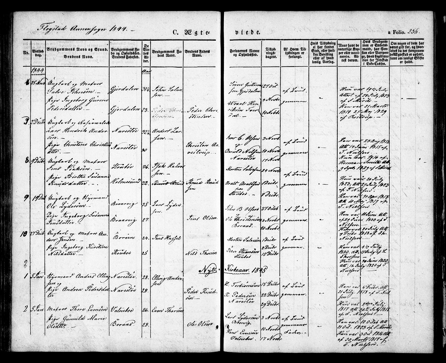 Dypvåg sokneprestkontor, SAK/1111-0007/F/Fa/Faa/L0005: Parish register (official) no. A 5, 1841-1854, p. 256