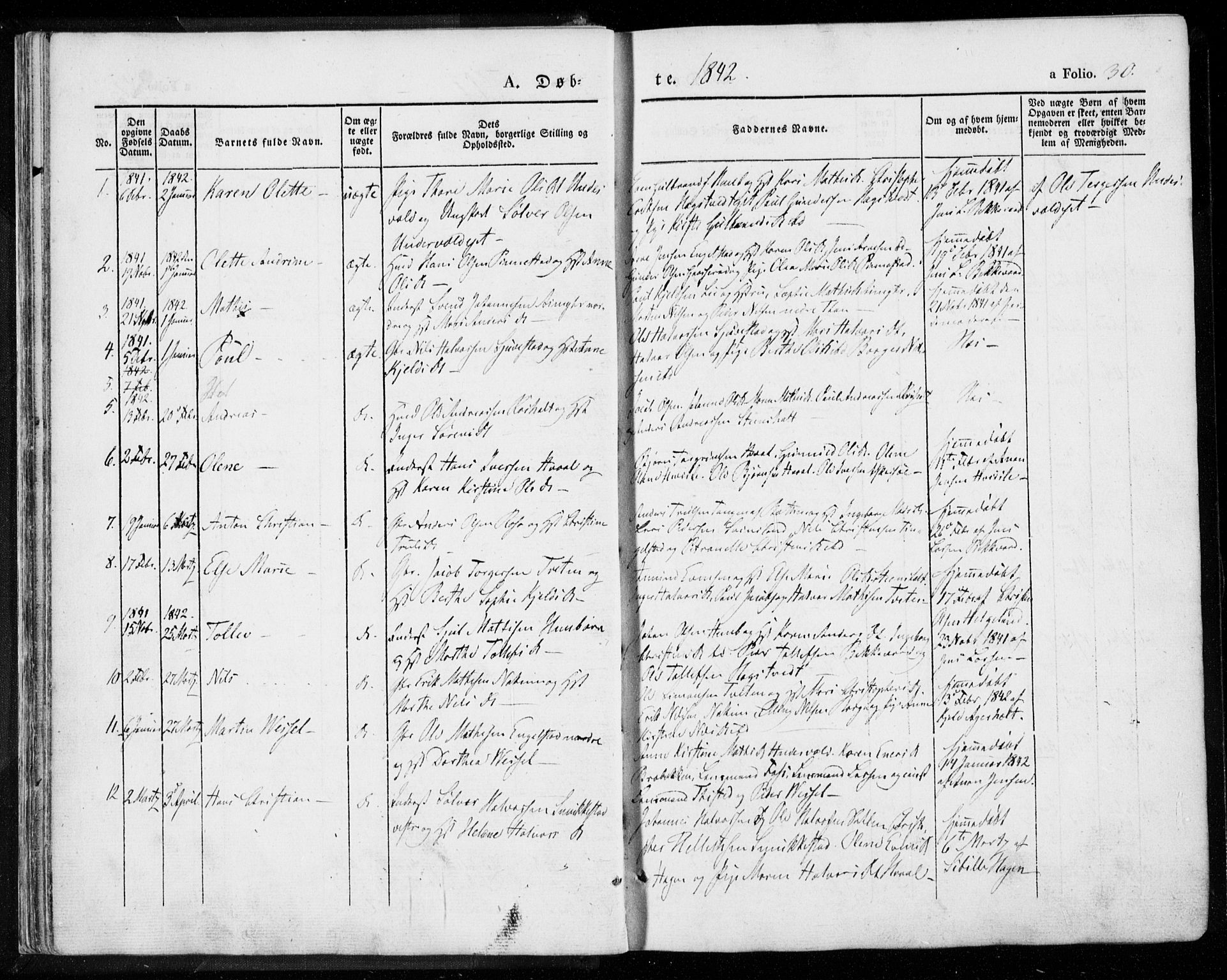 Lardal kirkebøker, SAKO/A-350/F/Fa/L0006: Parish register (official) no. I 6, 1835-1860, p. 30
