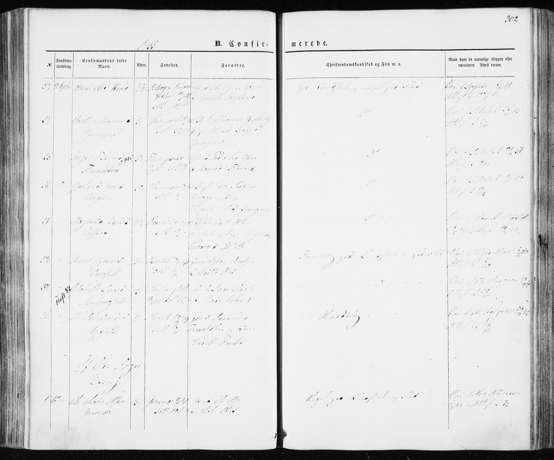 Ministerialprotokoller, klokkerbøker og fødselsregistre - Møre og Romsdal, AV/SAT-A-1454/586/L0984: Parish register (official) no. 586A10, 1844-1856, p. 302