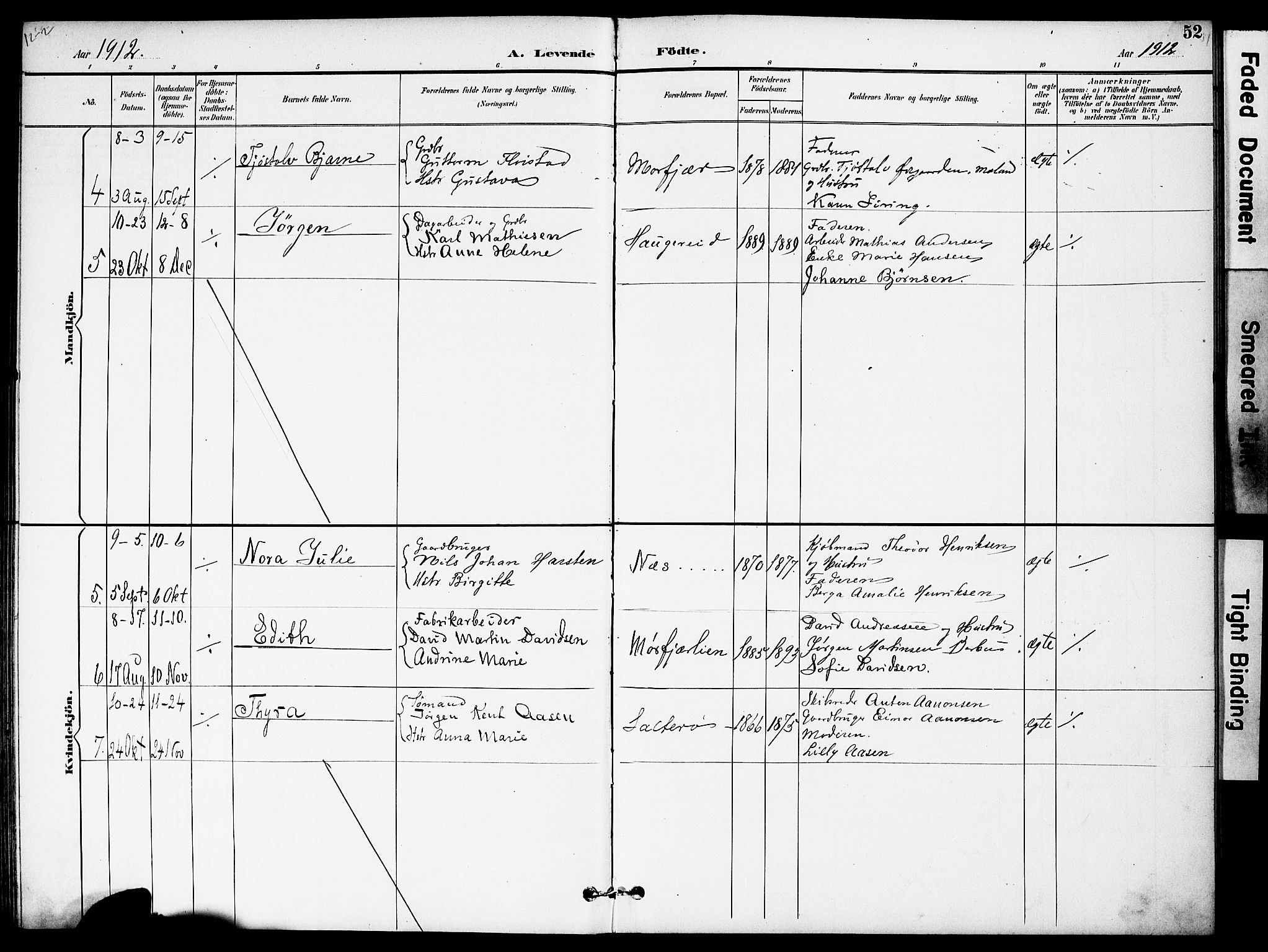 Austre Moland sokneprestkontor, AV/SAK-1111-0001/F/Fa/Fab/L0002: Parish register (official) no. A 2, 1894-1919, p. 52