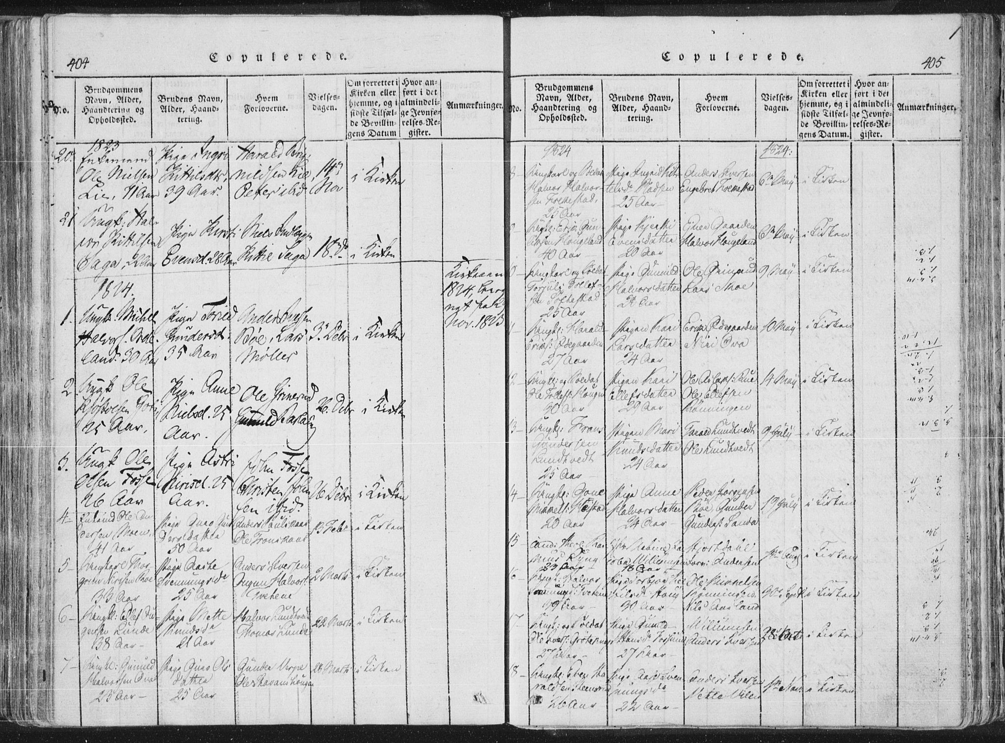 Bø kirkebøker, SAKO/A-257/F/Fa/L0006: Parish register (official) no. 6, 1815-1831, p. 404-405