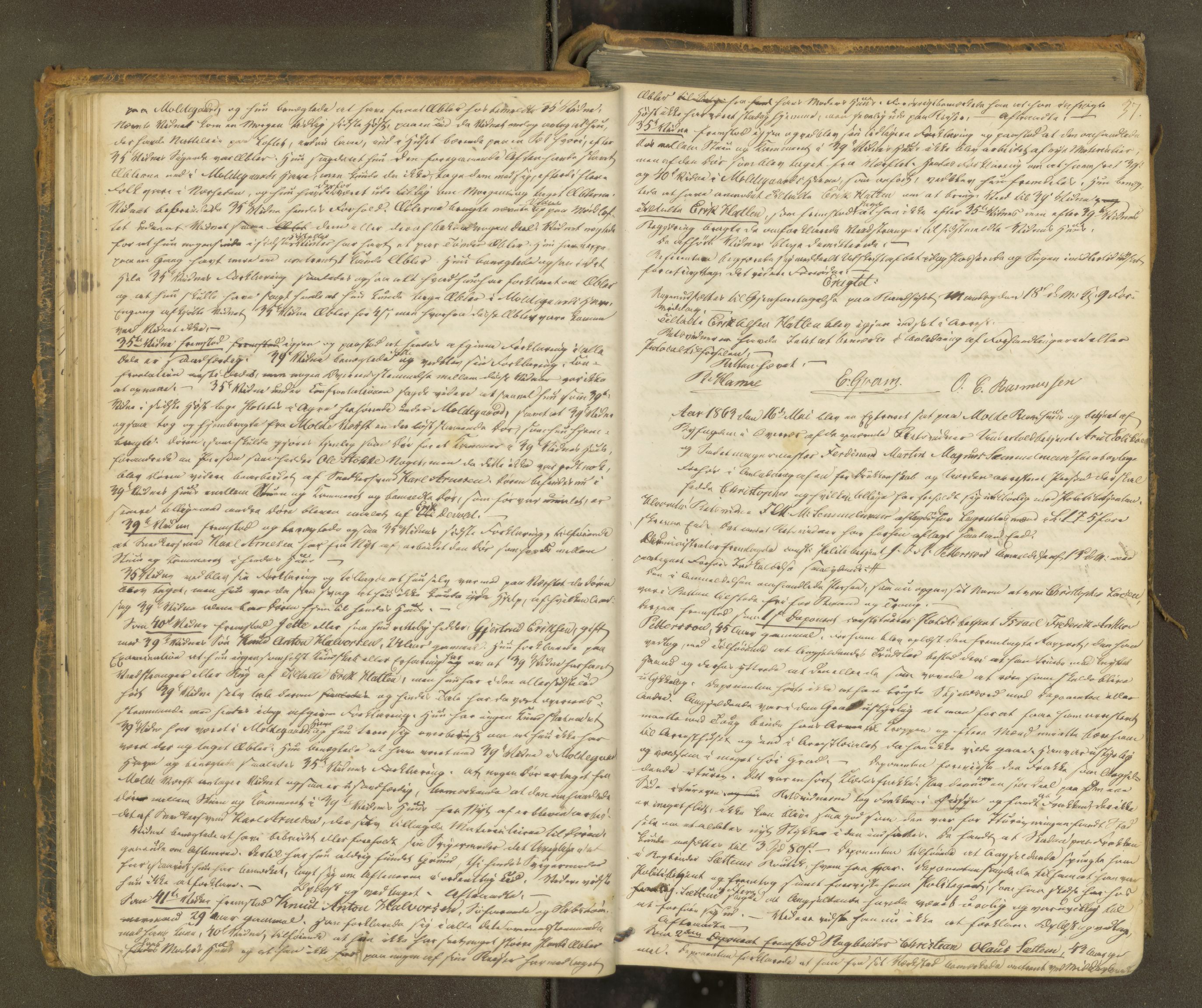 Molde byfogd, AV/SAT-A-0025/1/1A/L0010: Justisprotokoll, 1863-1869, p. 36b-37a
