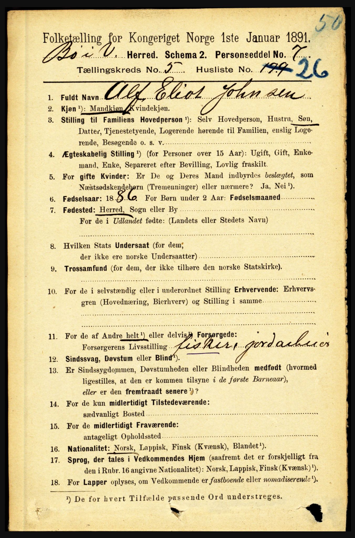 RA, 1891 census for 1867 Bø, 1891, p. 2112