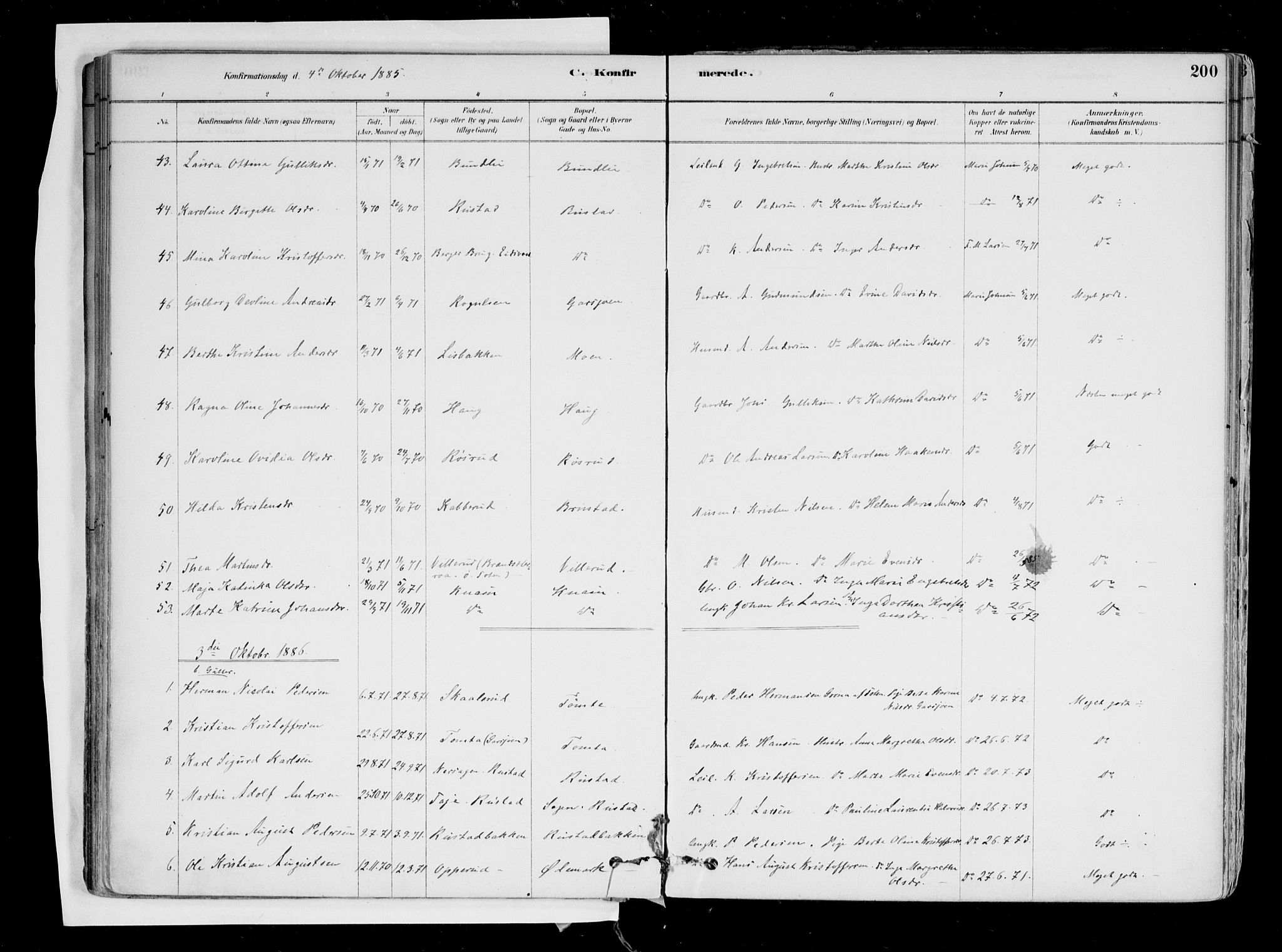 Hurdal prestekontor Kirkebøker, AV/SAO-A-10889/F/Fa/L0007: Parish register (official) no. I 7, 1878-1906, p. 200